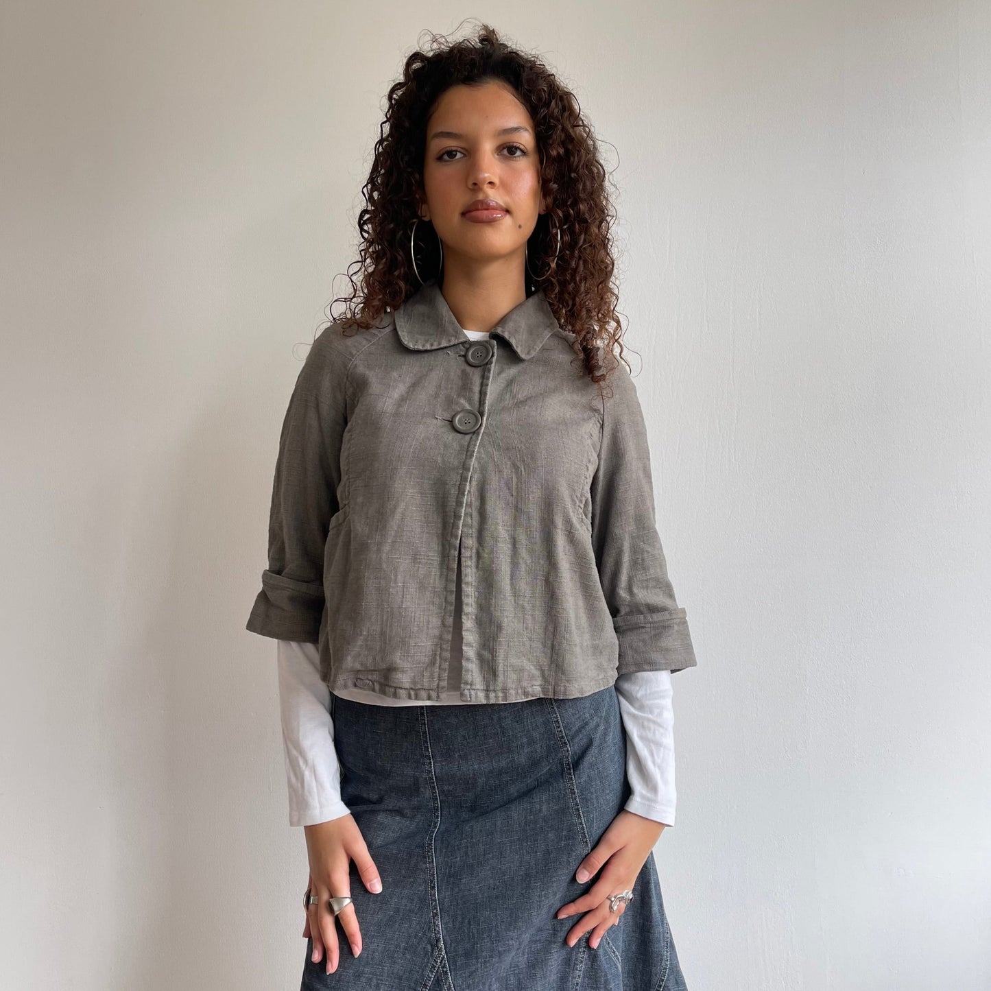 Grey linen peacoat - Size S