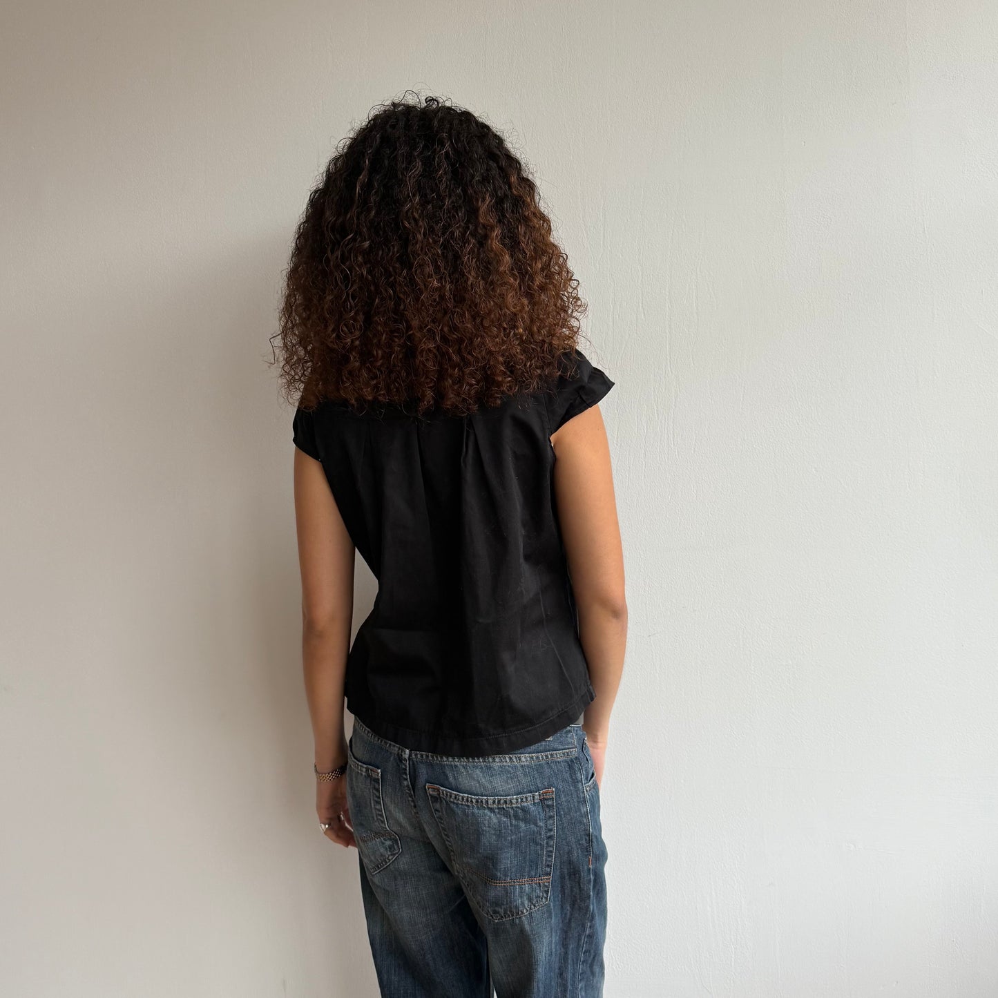 Black short sleeve peacoat - Size M