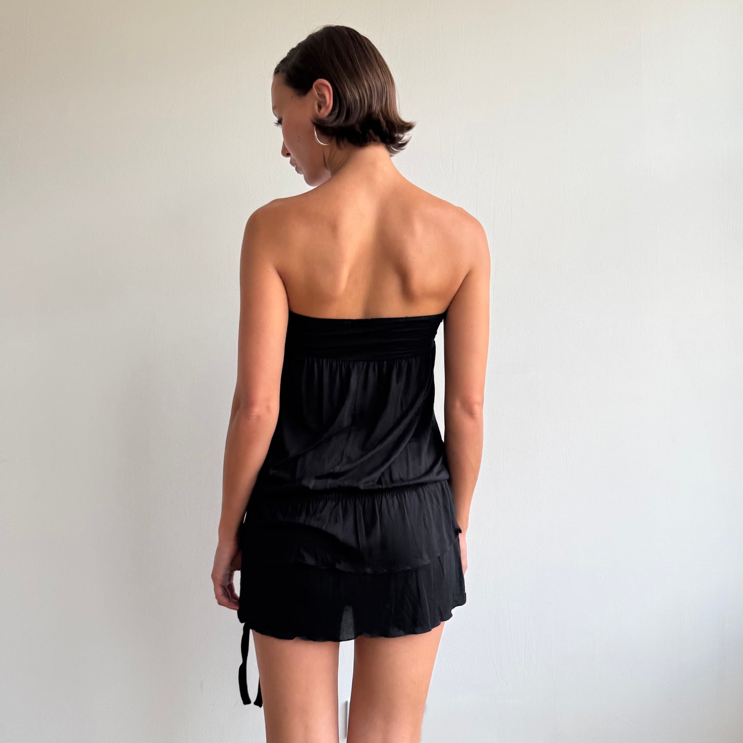 Black ruched mini dress - Size S