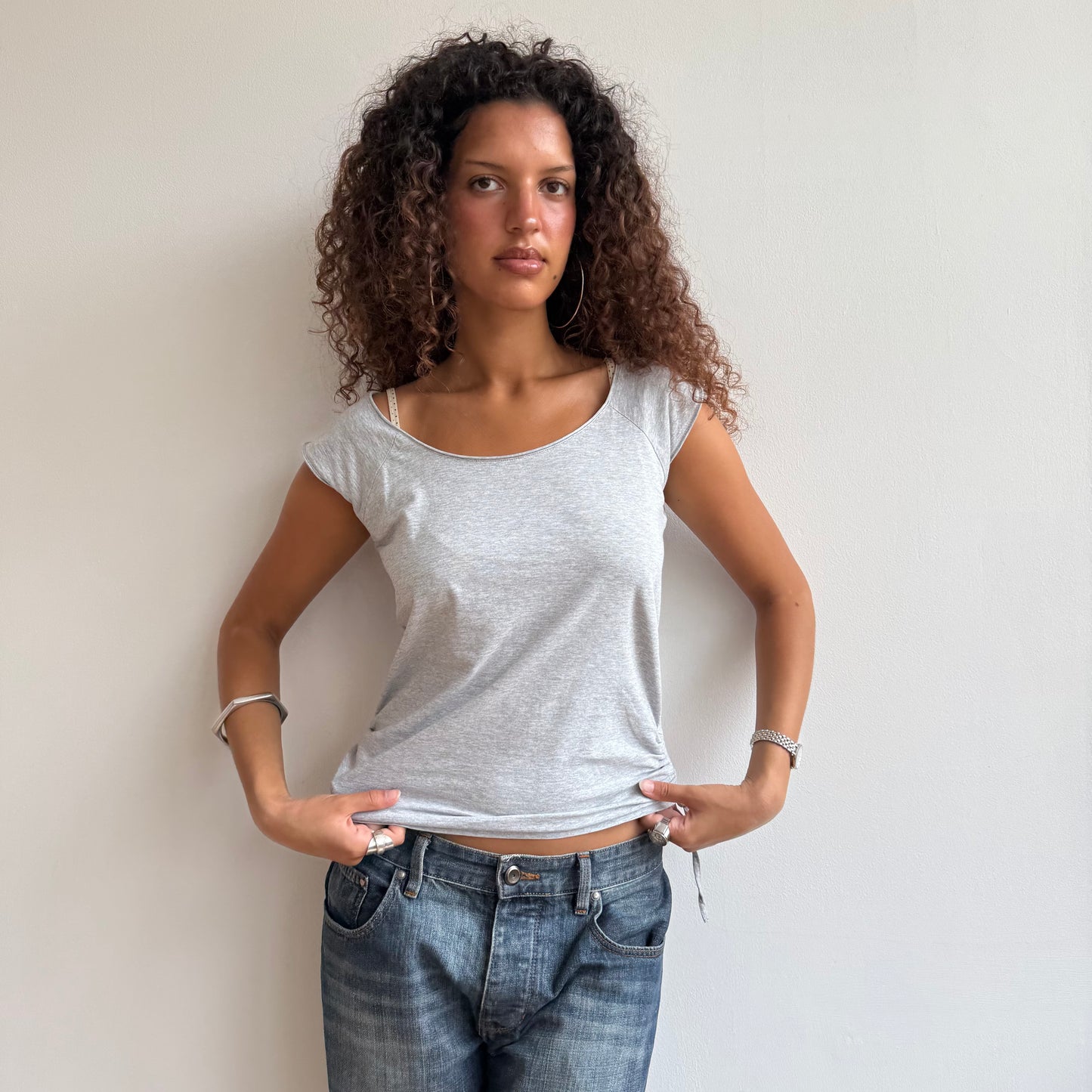 Grey ruched side tshirt - Size M