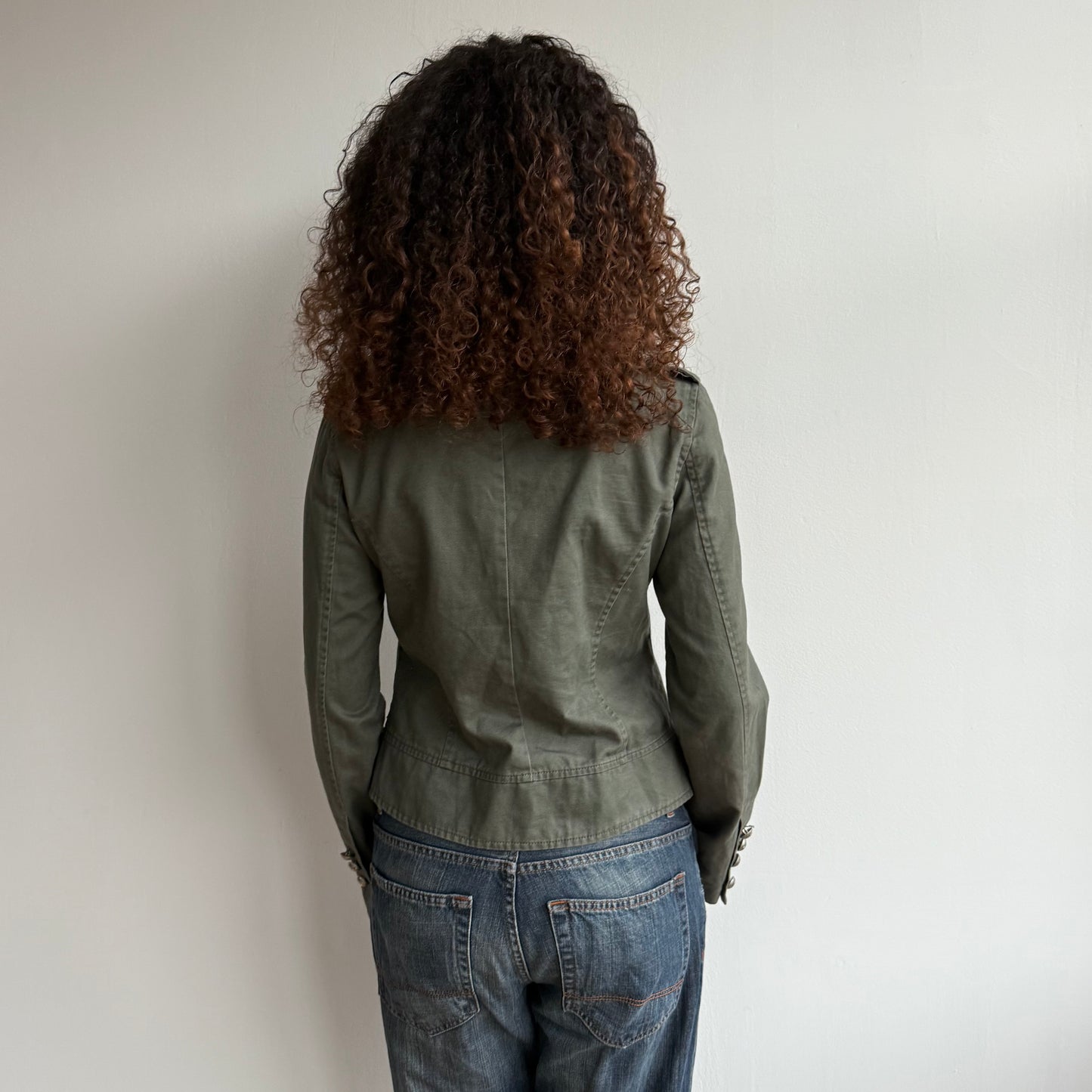 Khaki hook eye military jacket - Size M