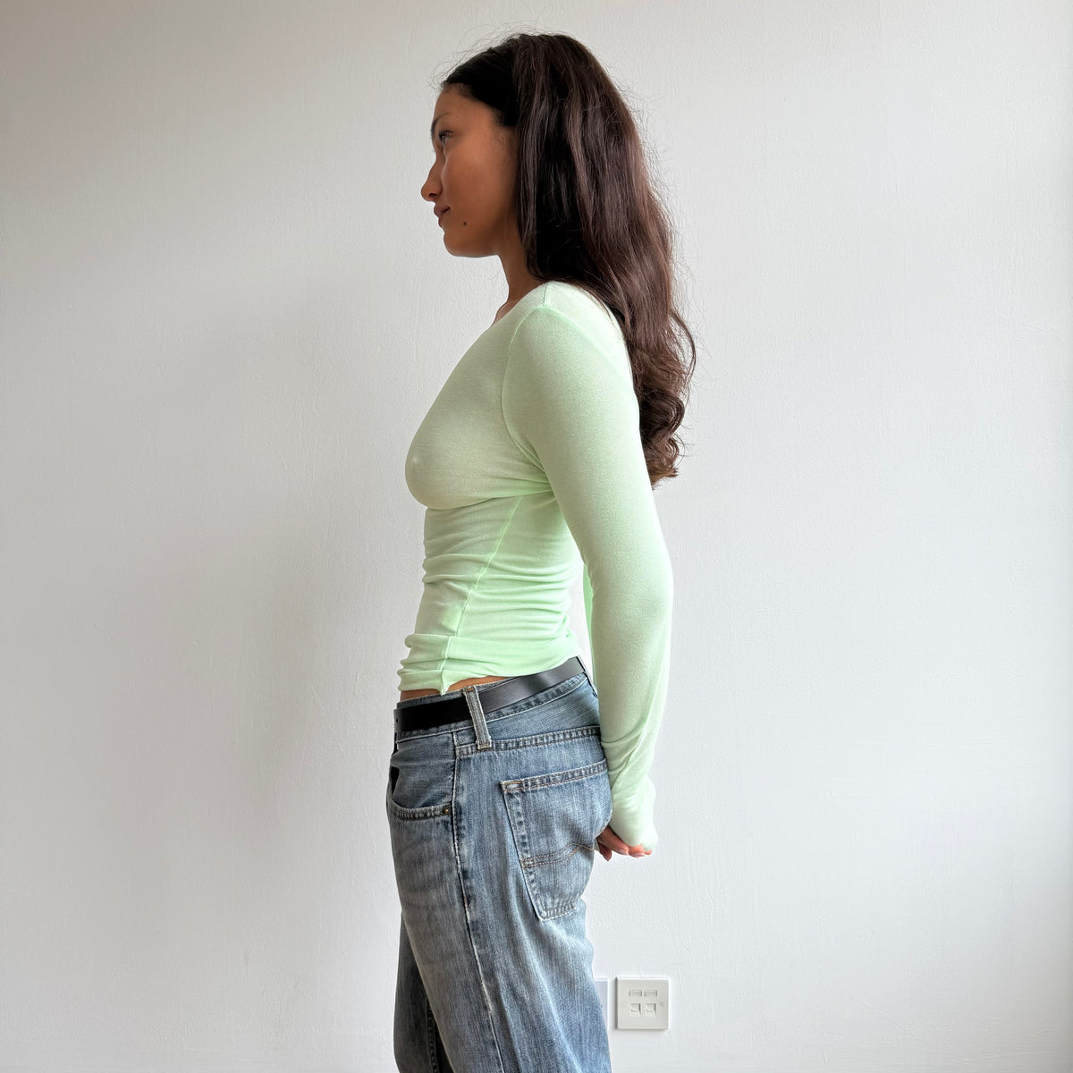 Mint knit long sleeve top - Size S-L