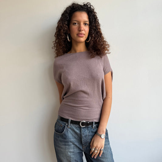 Mauve/taupe short sleeve knit - Size S