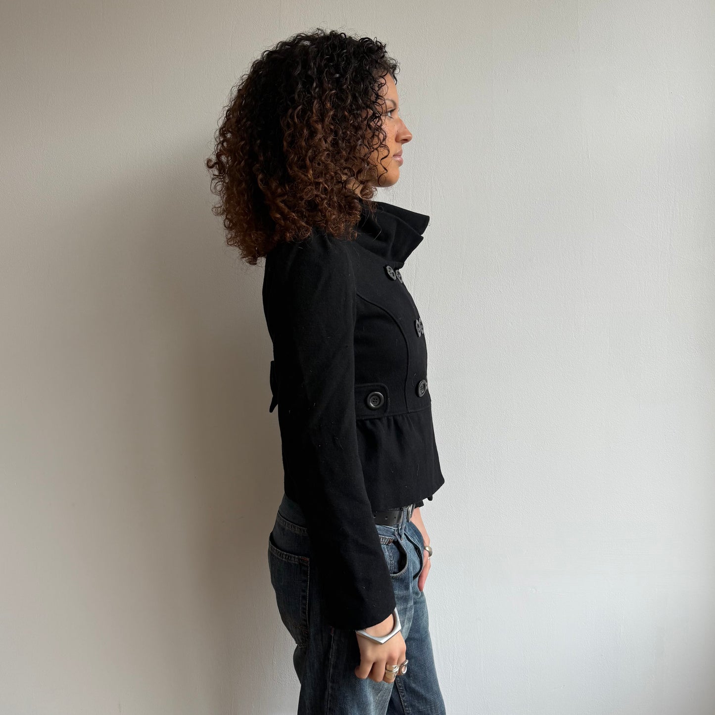 Black bow peacoat - Size S