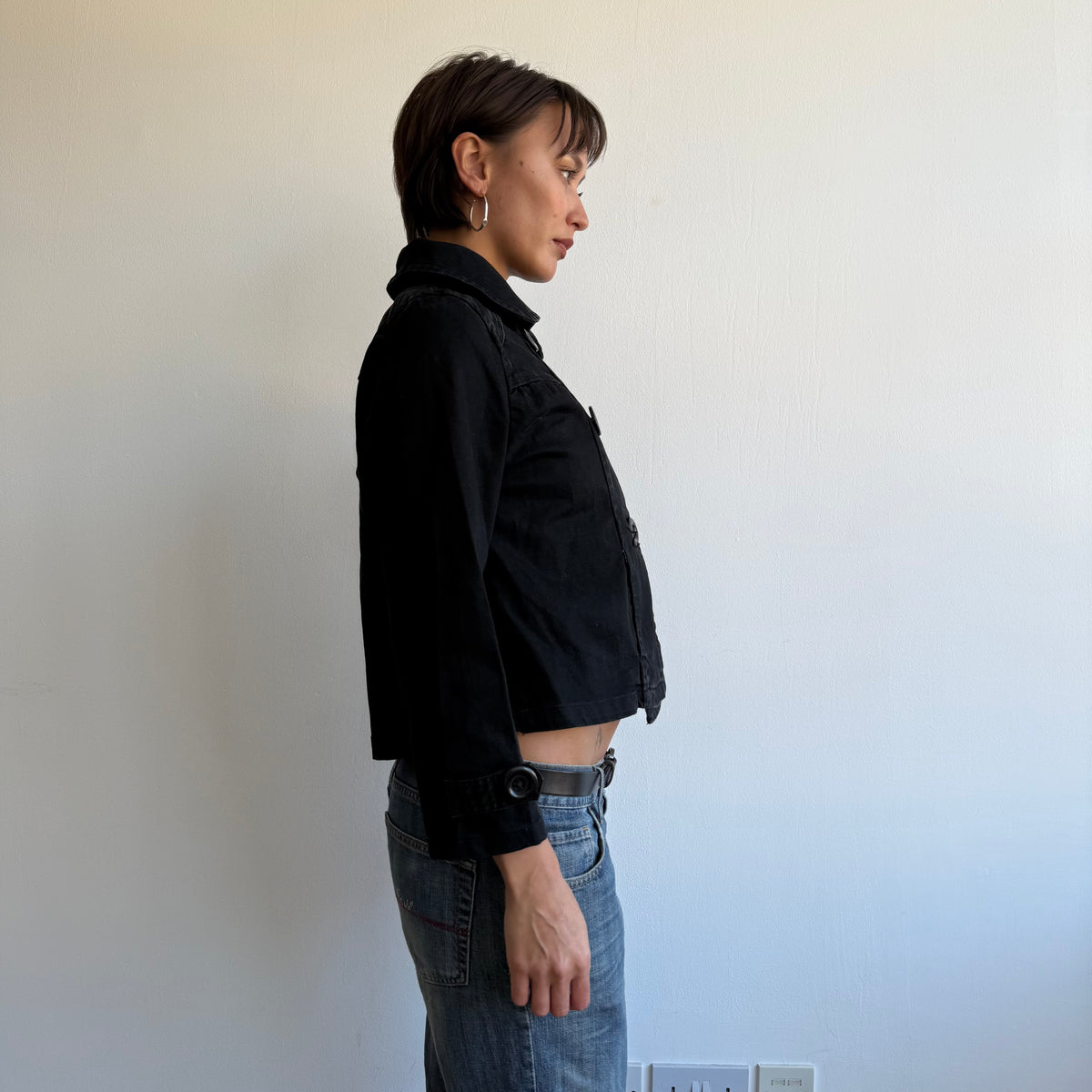 Black 3/4 sleeve peacoat - Size S