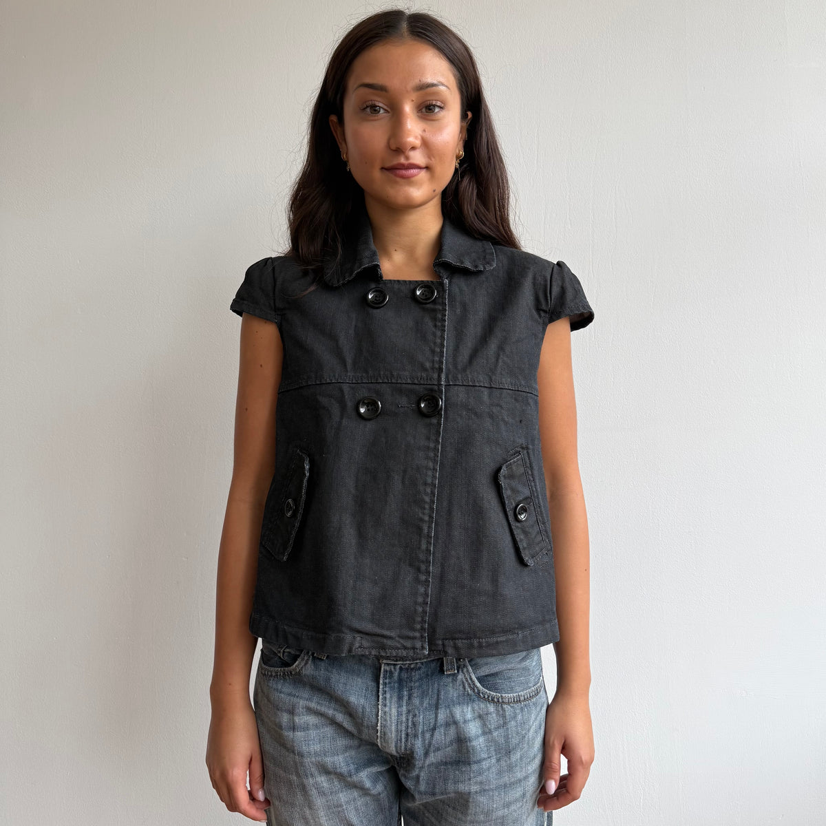 Dark wash denim peacoat - Size M