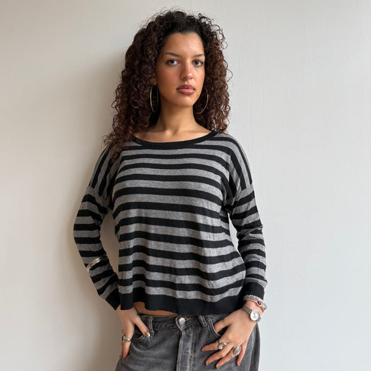 Striped button back knit - Size S