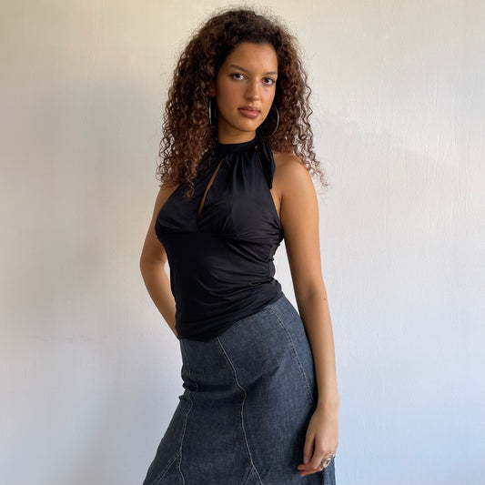 Black keyhole halterneck - Size S