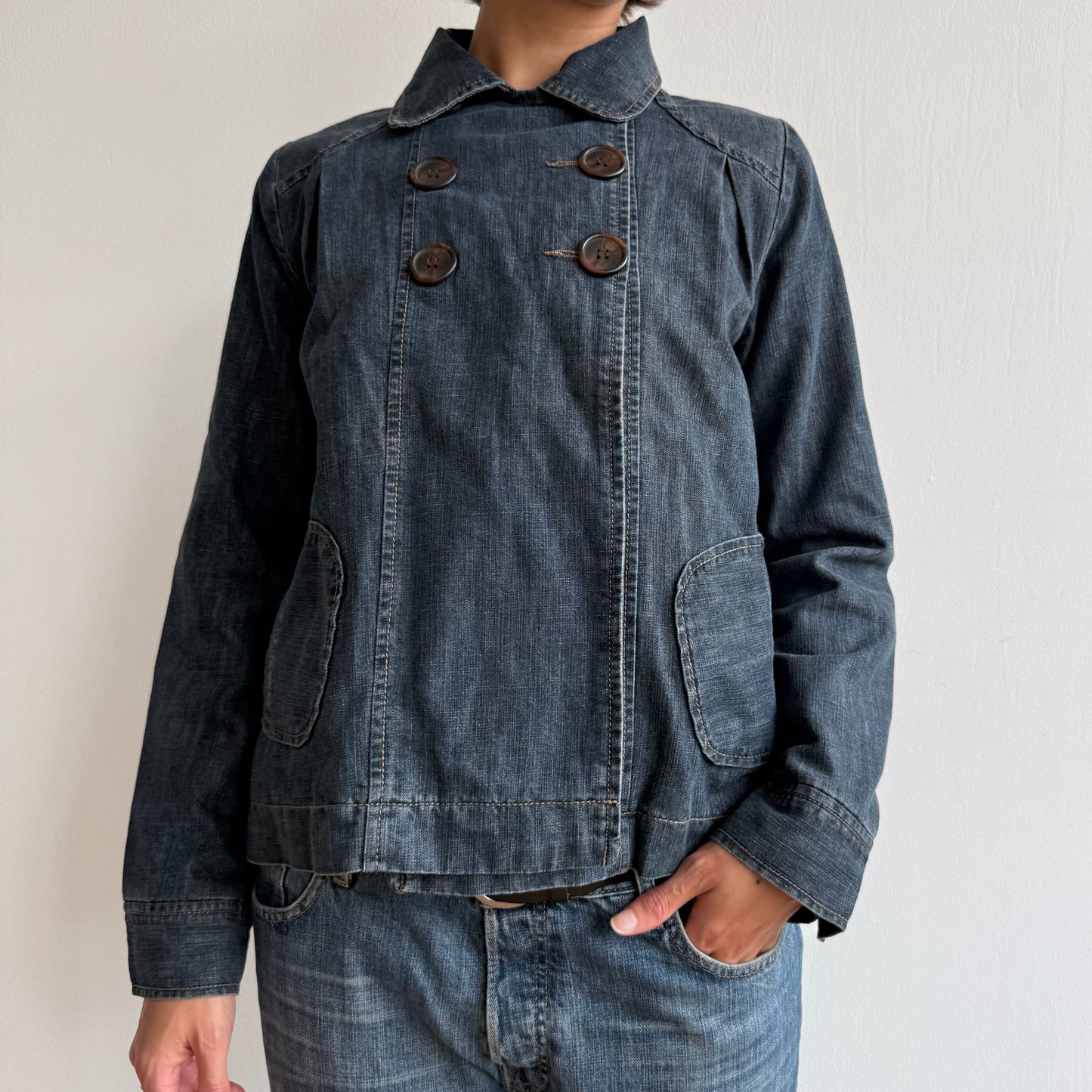 Denim long sleeve peacoat - Size M