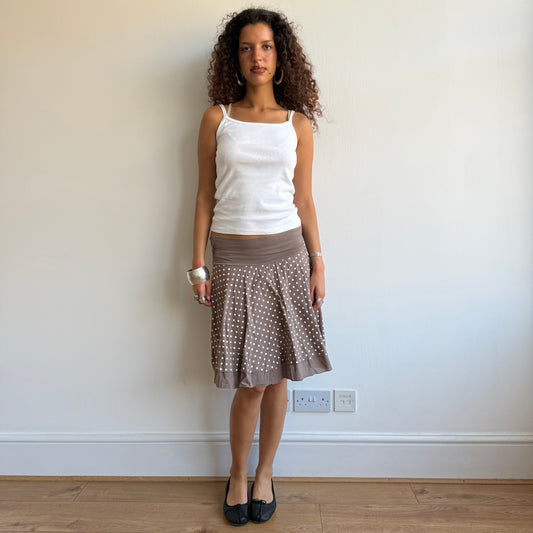 Brown polka dot midi skirt - Size S