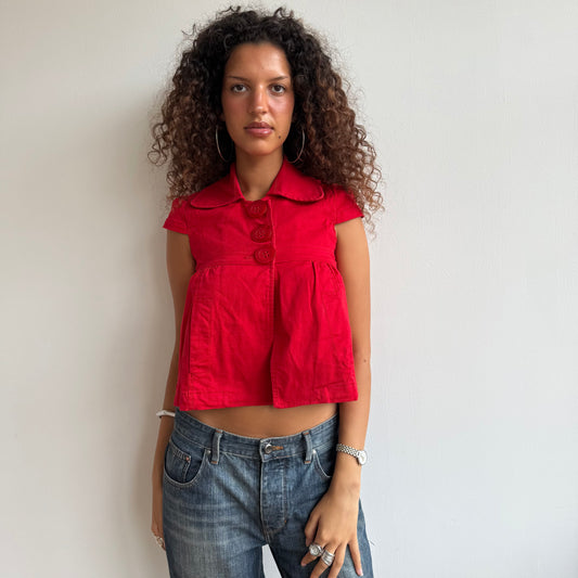 Red short sleeve peacoat - Size S