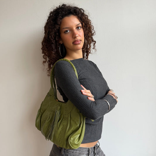 Green leather bag BWT