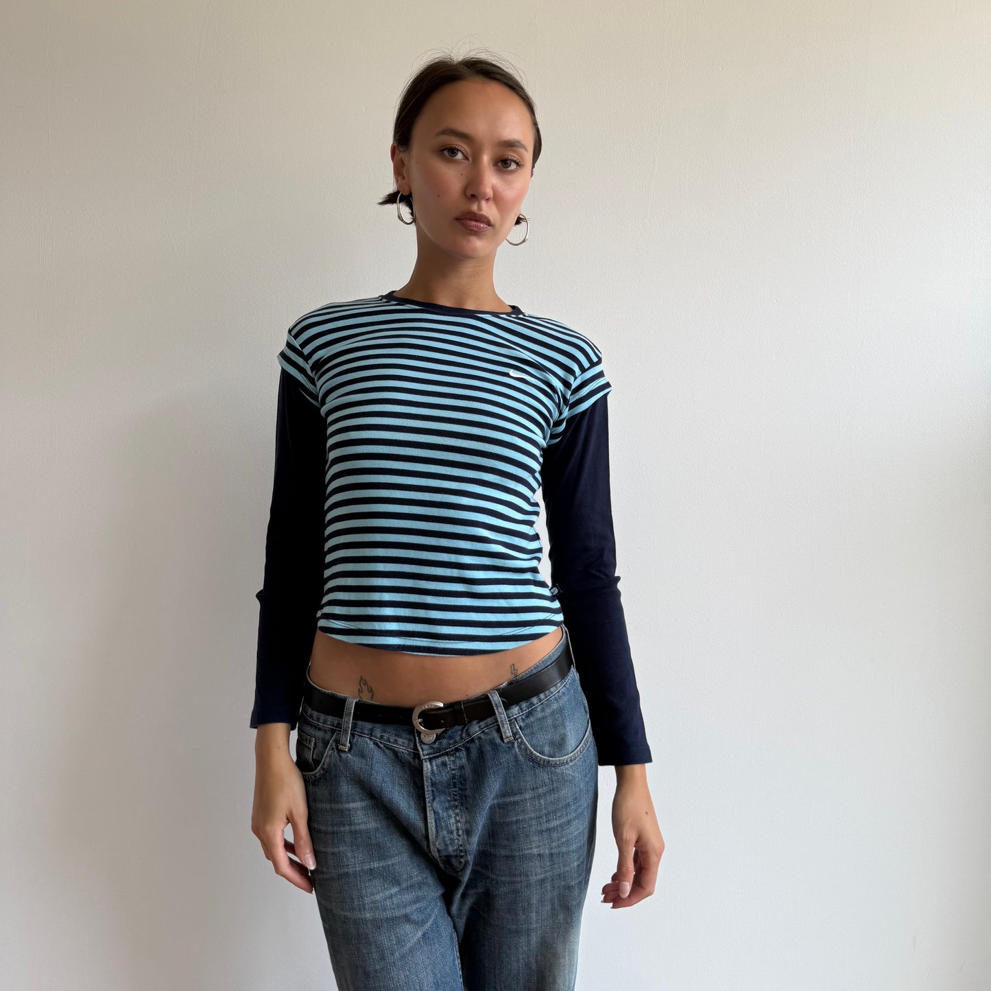 Blue striped Nike long sleeve top - Size XS