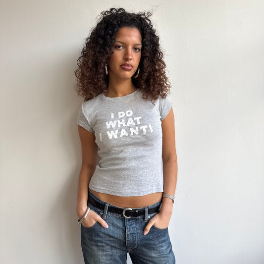 Grey graphic baby tee - Size S