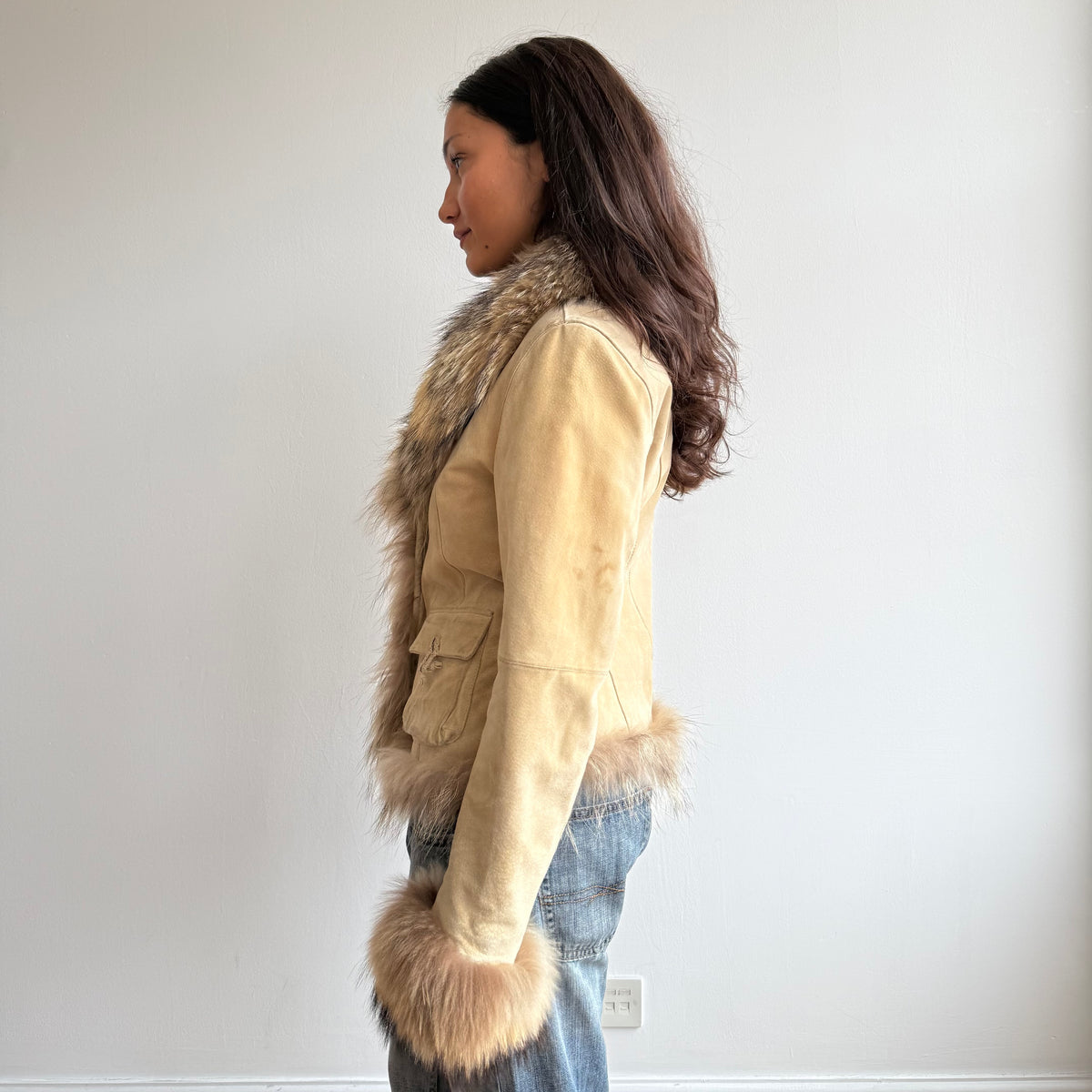 Brown leather suede afghan coat - Size M