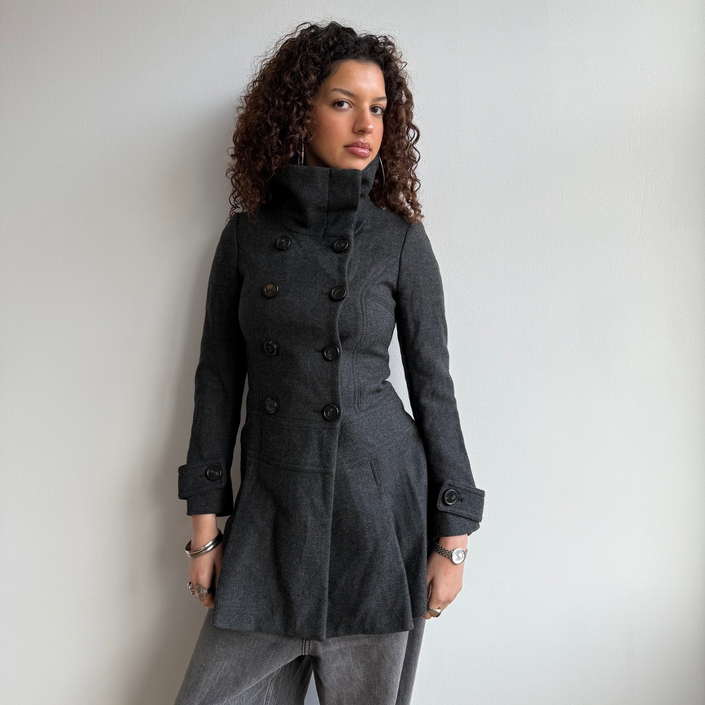 Grey peacoat dress - Size XS