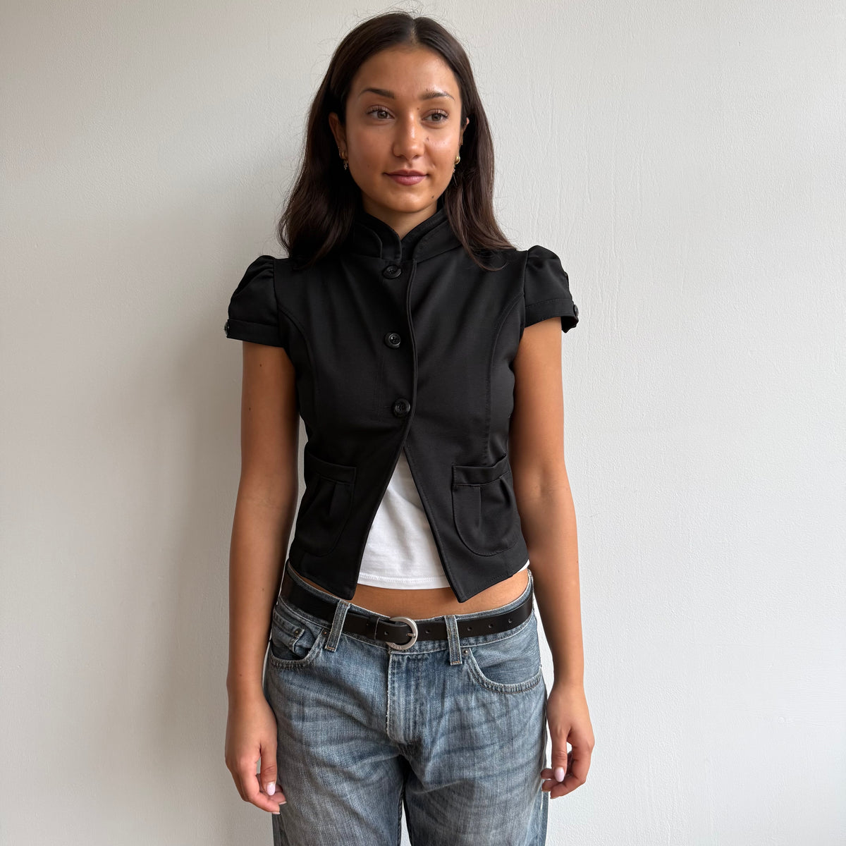 Black short sleeve jacket - Size XS