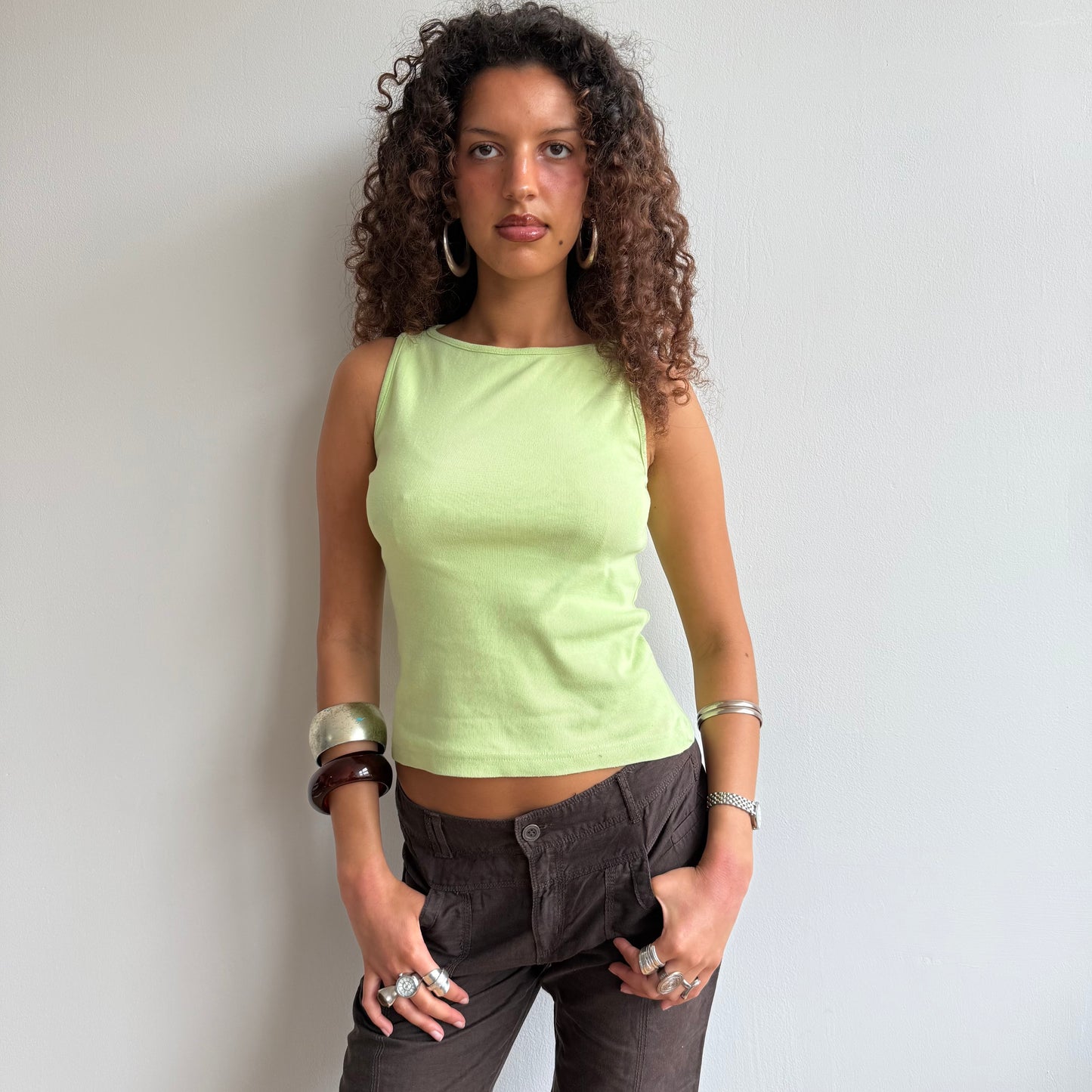 Green boatneck top - Size S