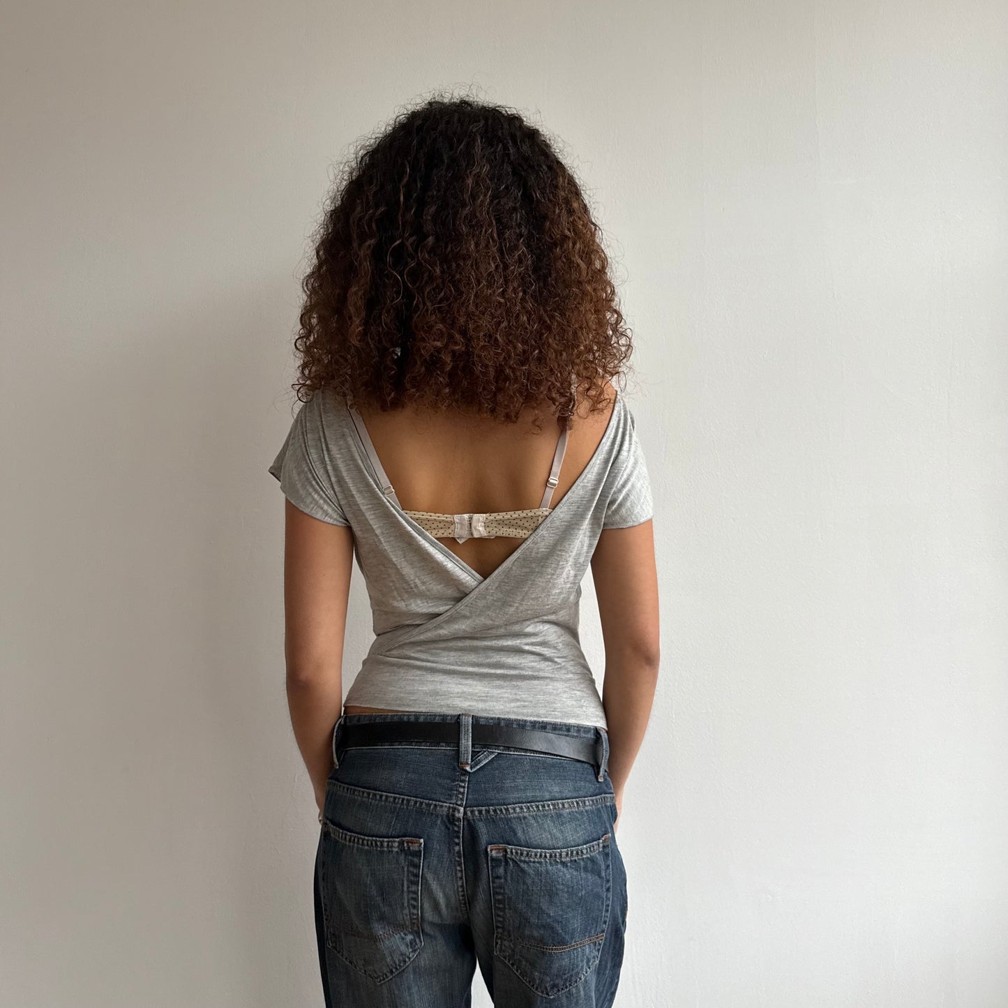 Grey slouchy wrap top - Size XS