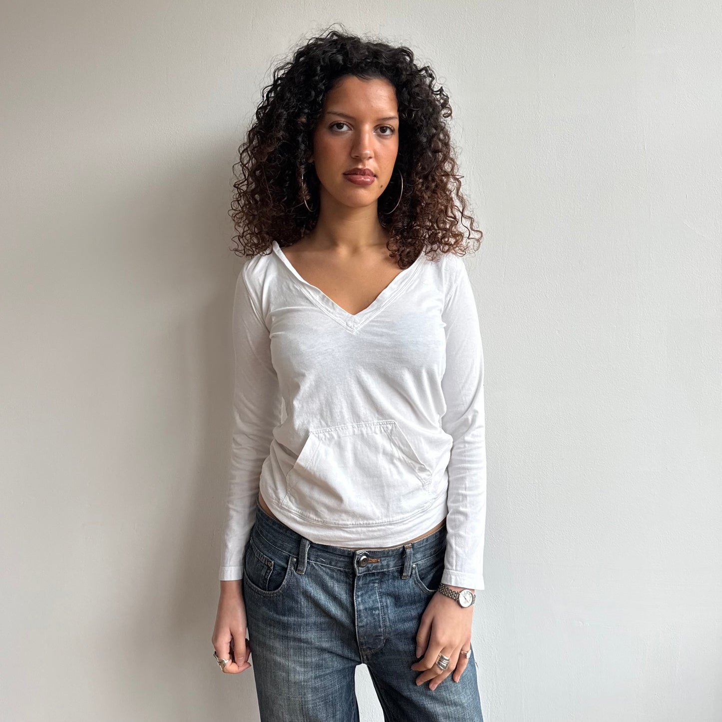 White hooded top - Size S