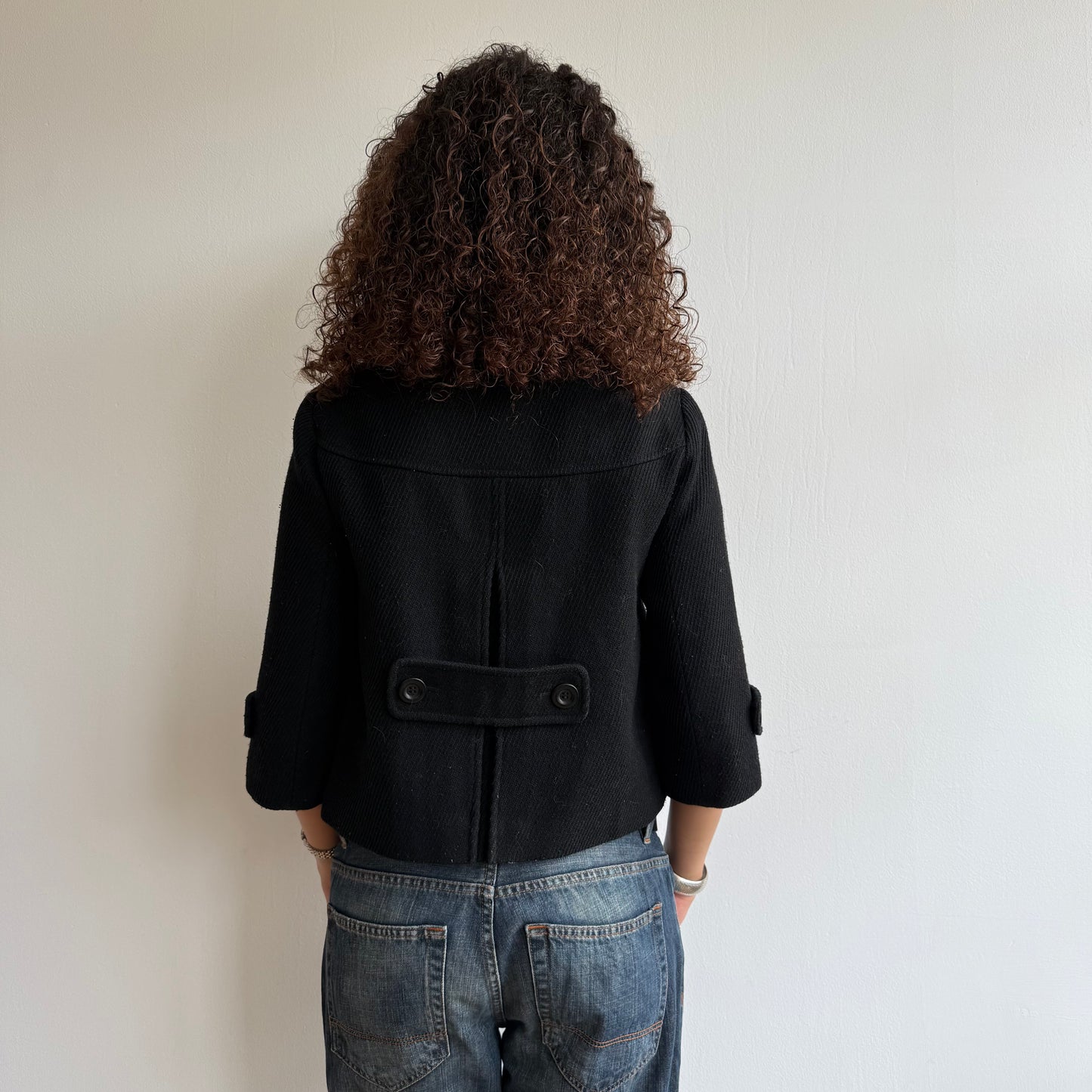 Black 3/4 sleeve peacoat - Size S