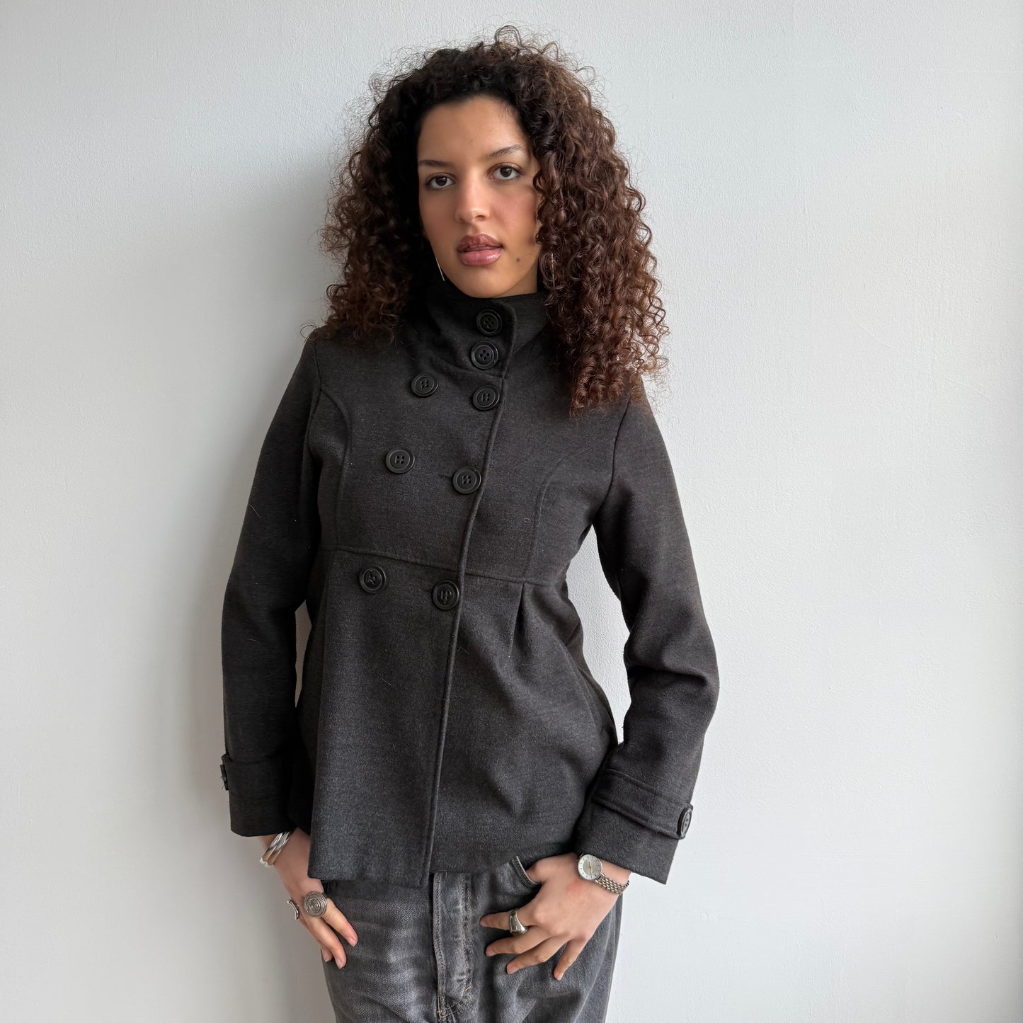 Charcoal grey peacoat - Size S