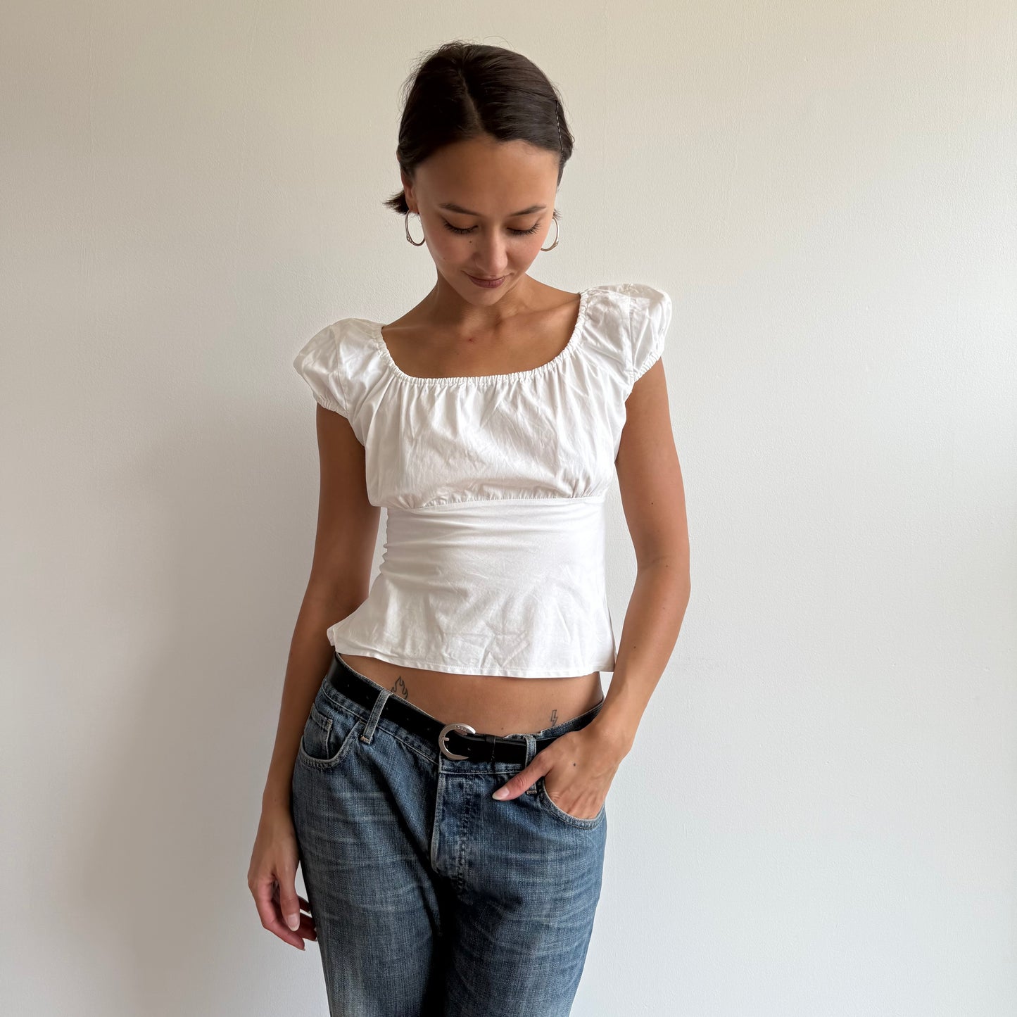White backless milkmaid top - Size S/M
