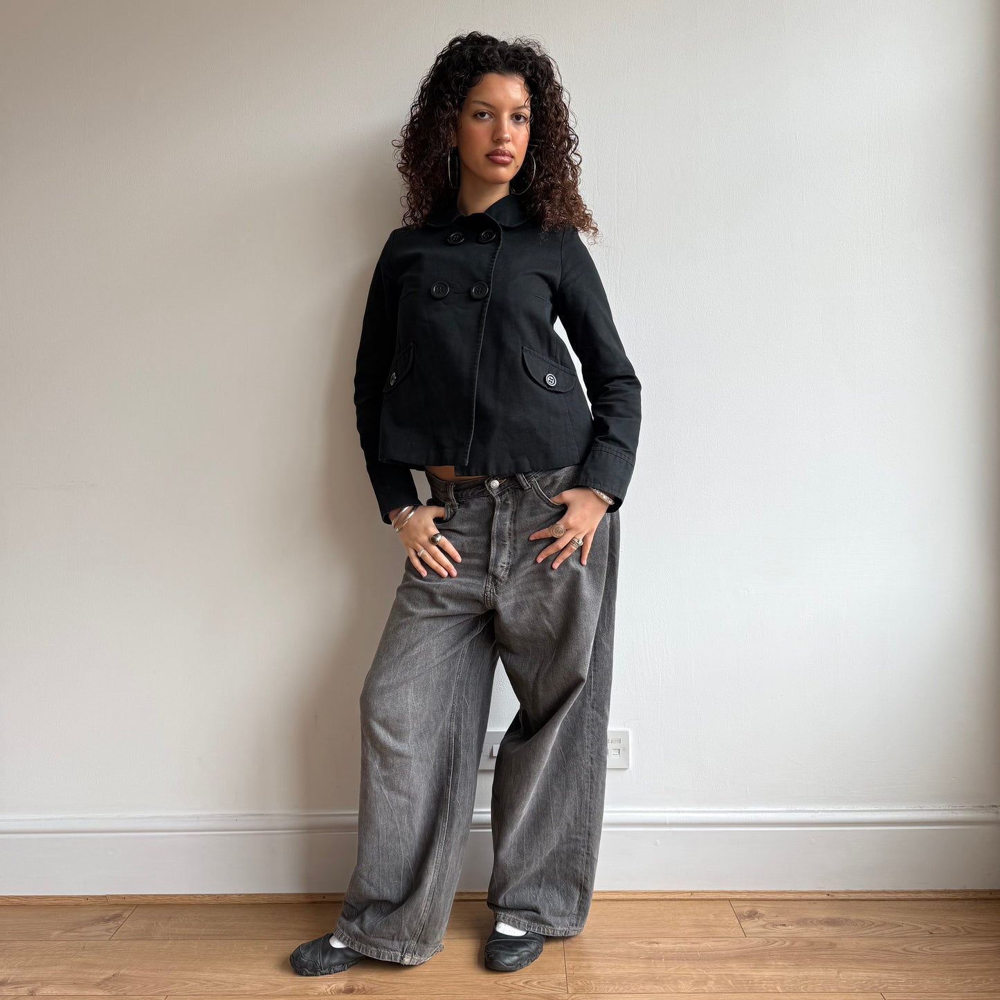 Black swing peacoat - Size S