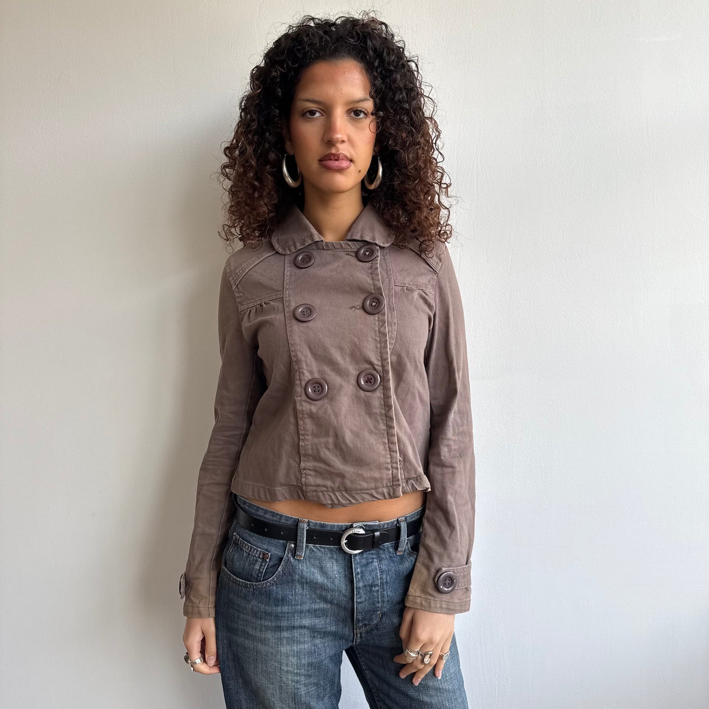 Brown double breasted peacoat - Size M