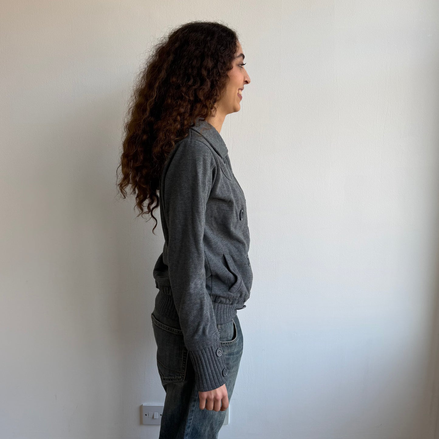 Charcoal grey peacoat bomber - Size M
