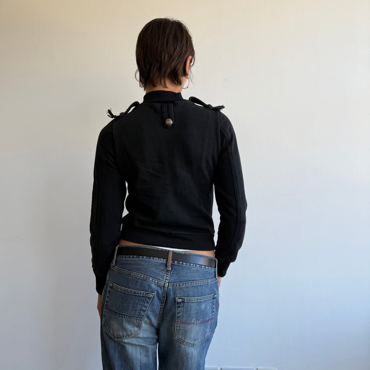 Black military zip up jumper - Size S