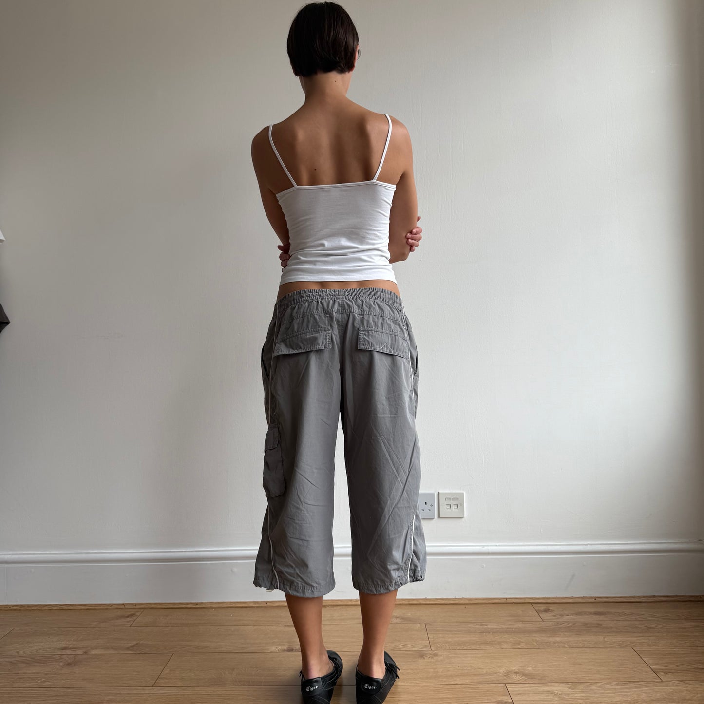 Grey Adidas pocket cargo capris - Size S/M