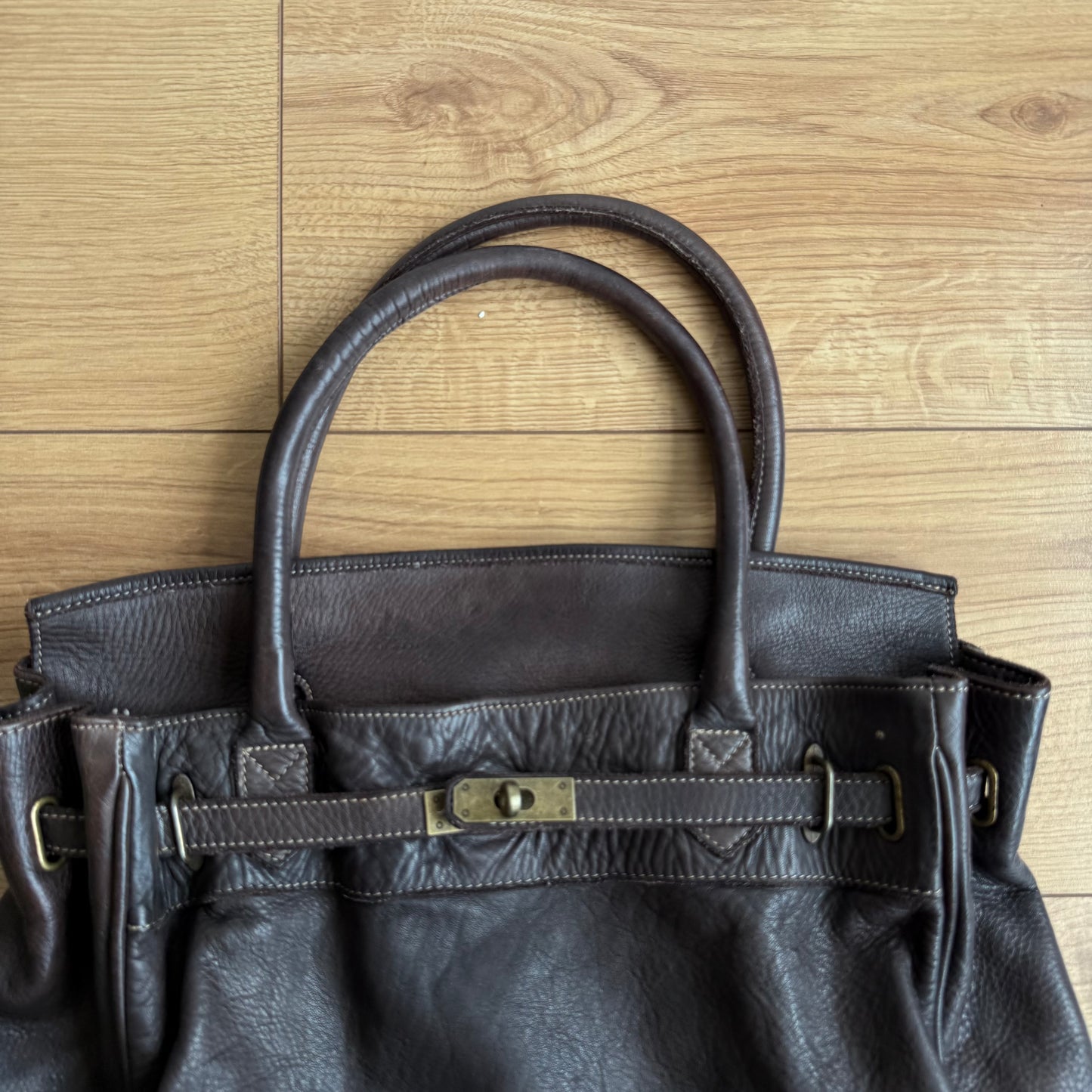 Brown leather ‘firkin’ bag - One Size