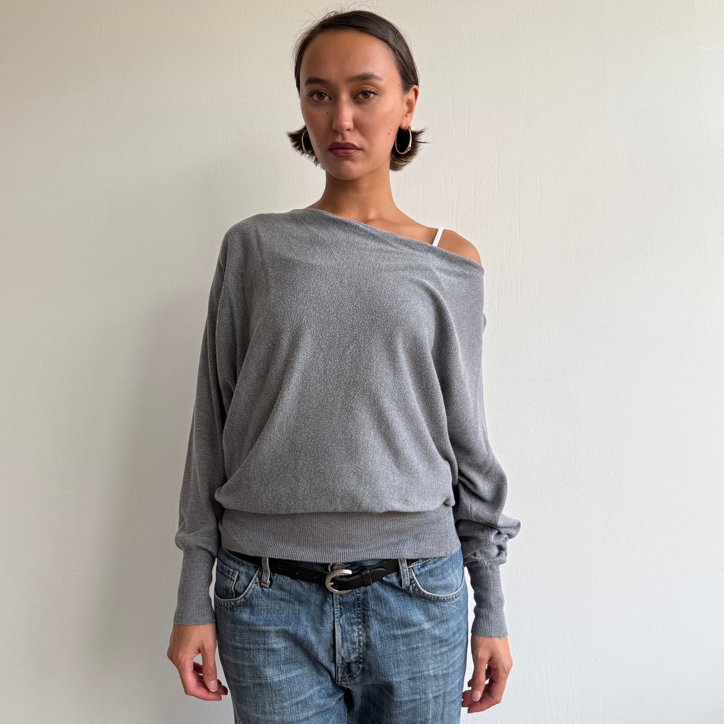 Grey batwing slouchy knit - Size M-XL