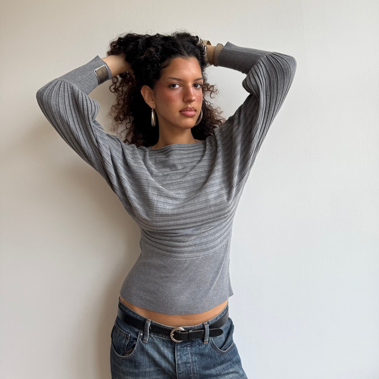 Grey slouchy knit jumper - Size S