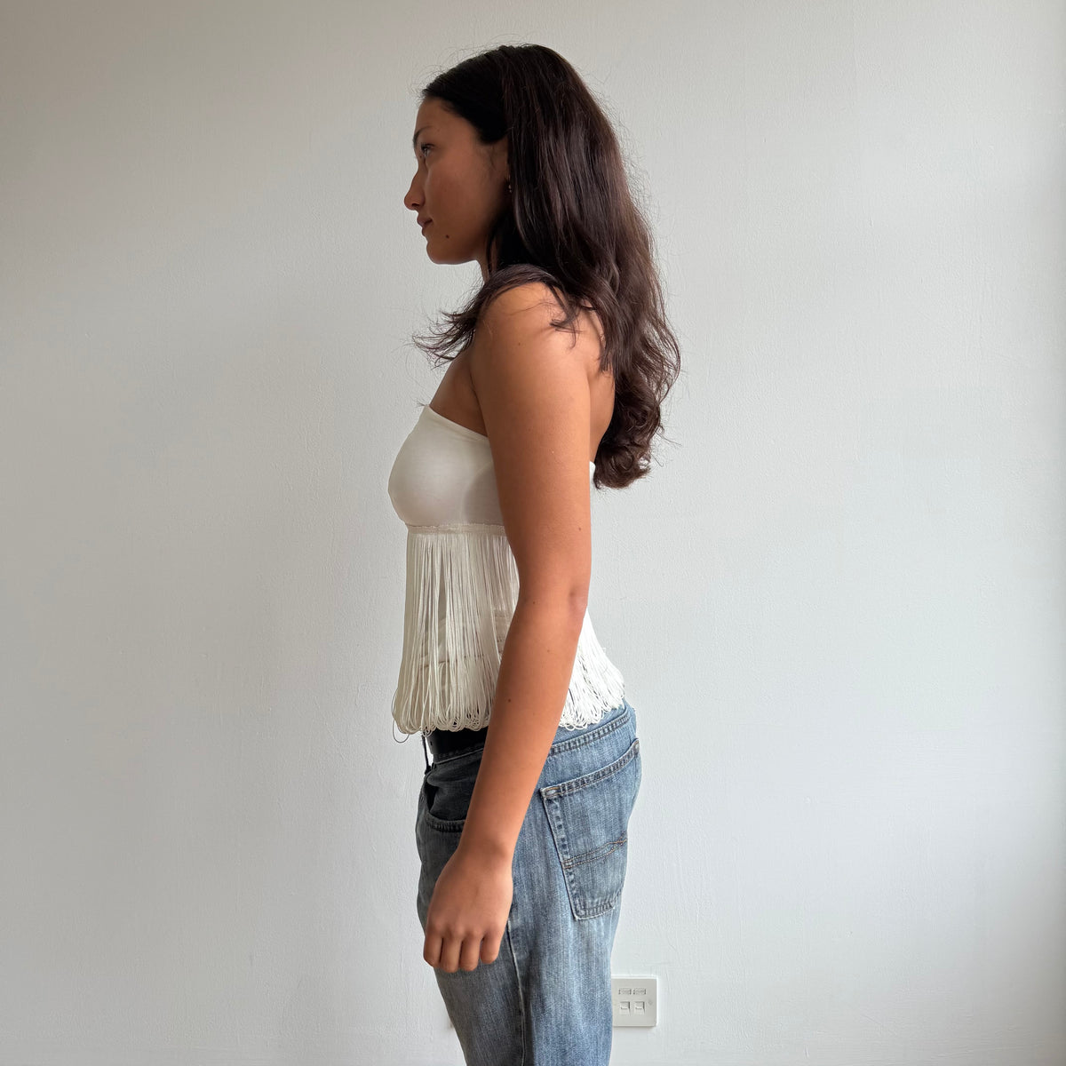 Cream tassel tube top - Size S