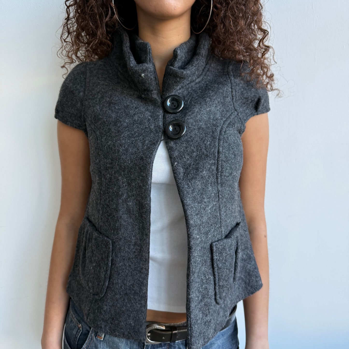 Grey short sleeve peacoat - Size S