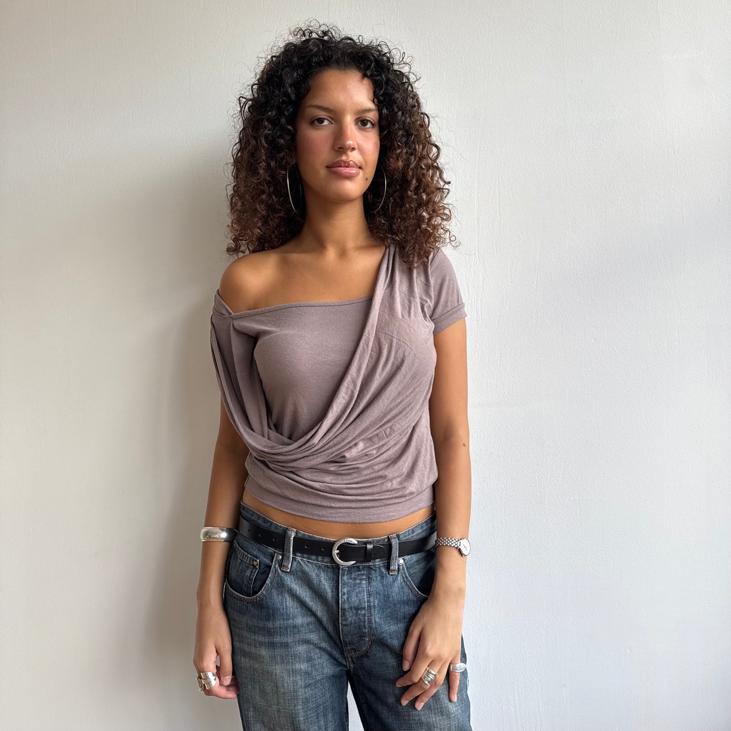 Taupe cowl neck top - Size M