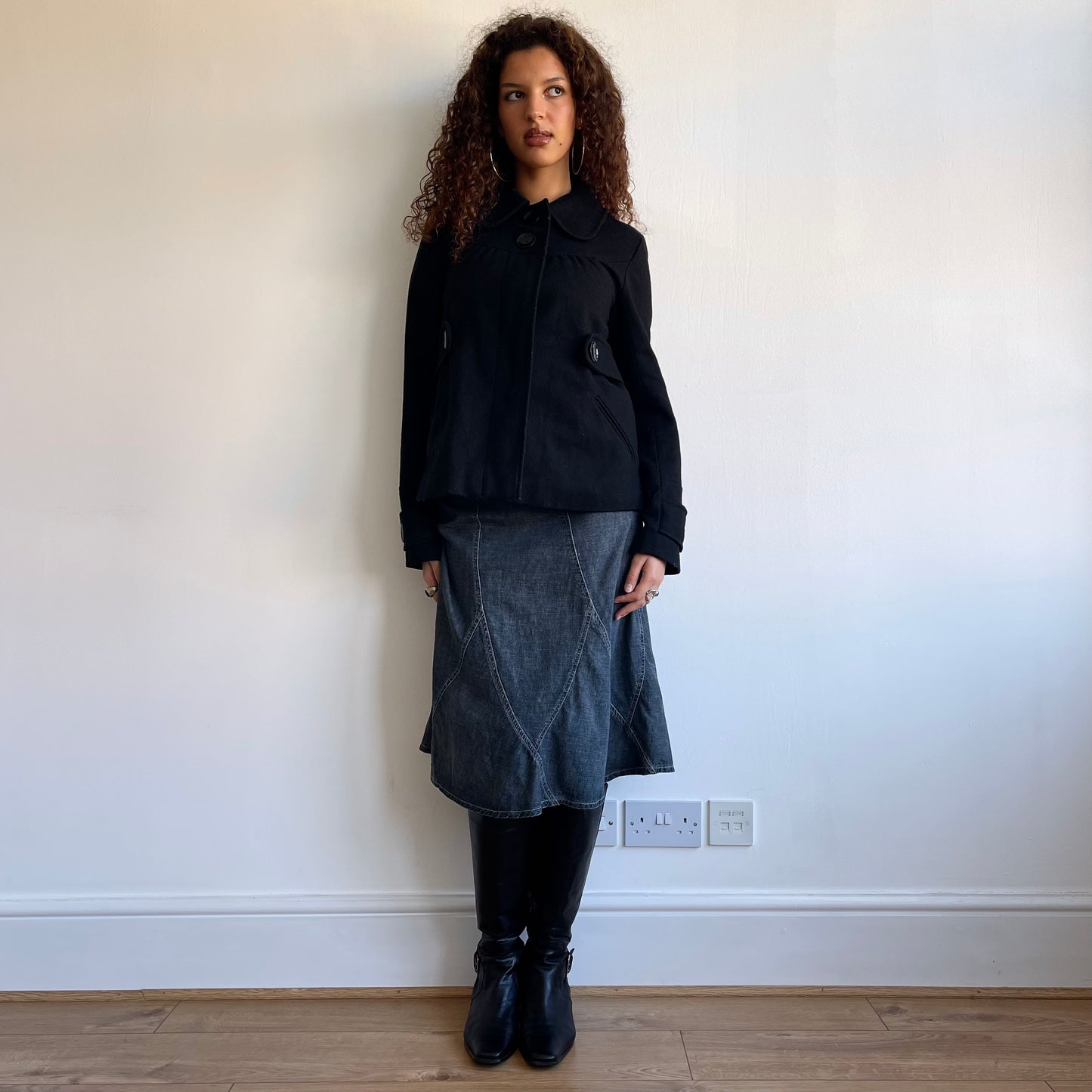 Black wool peacoat - Size S