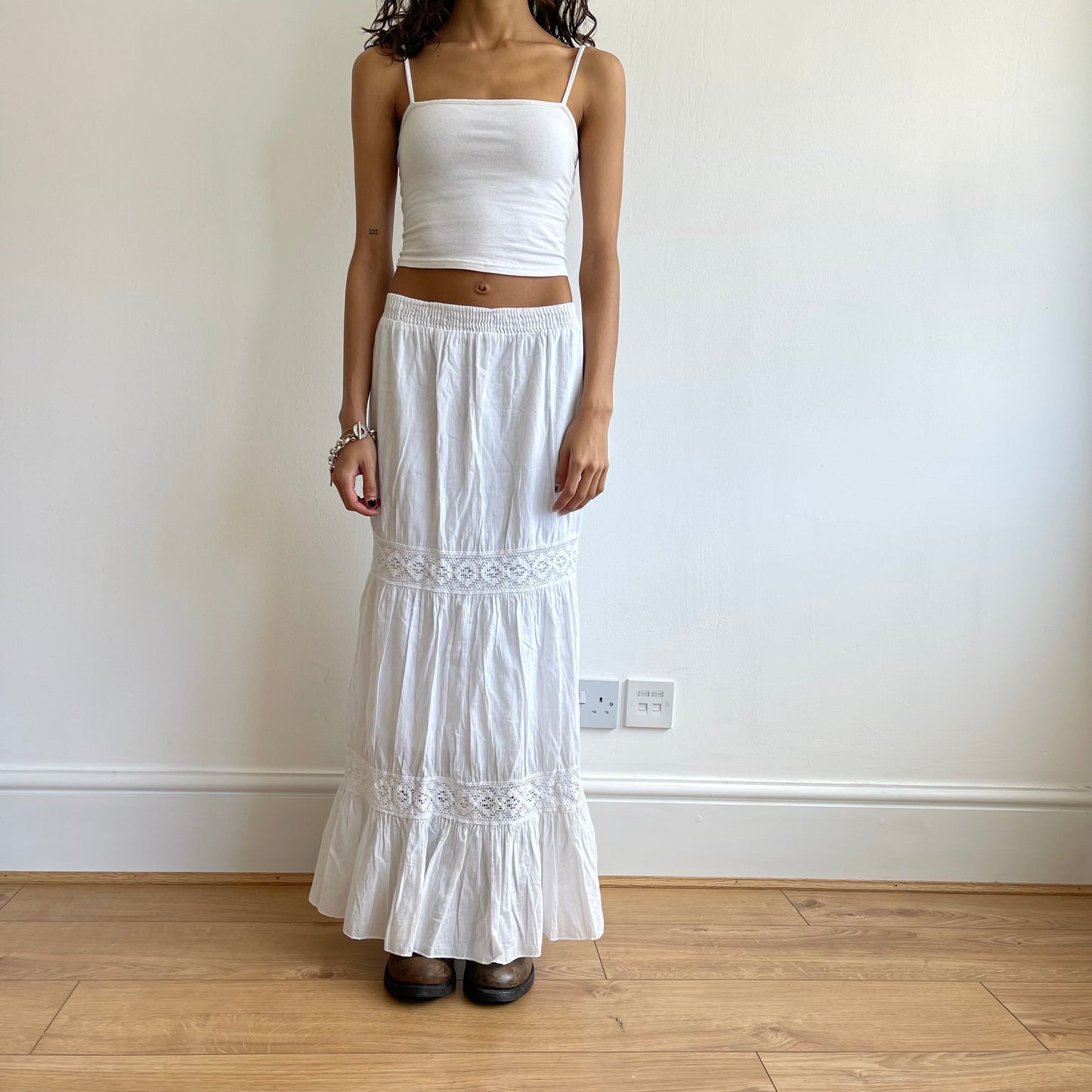 White boho maxi skirt - Size M/L
