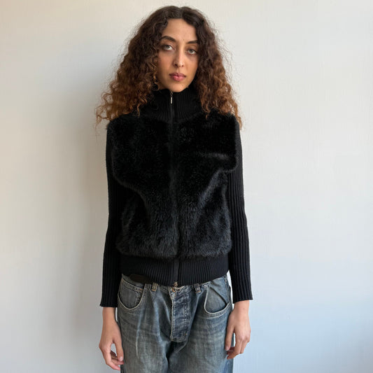 Double zip fur gilet jumper - Size S