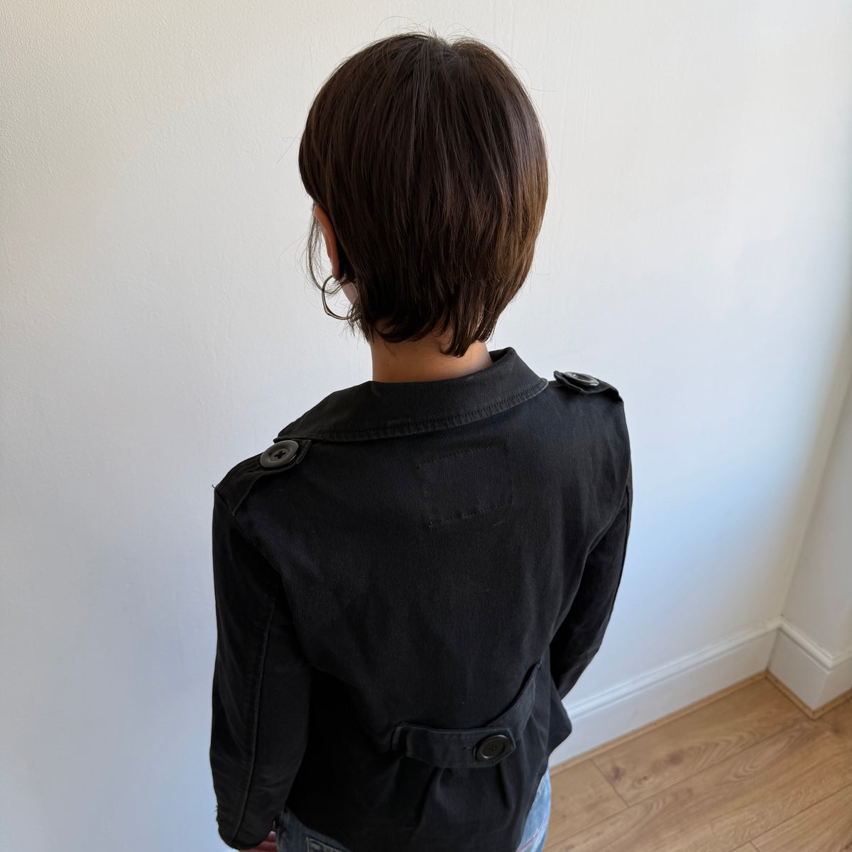 Black denim peacoat - Size S/M