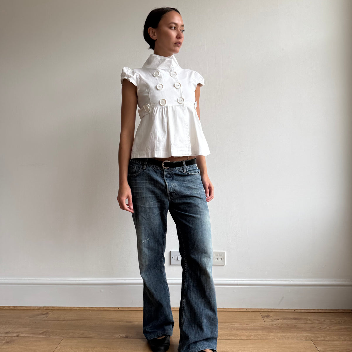 White short sleeve peacoat - Size S