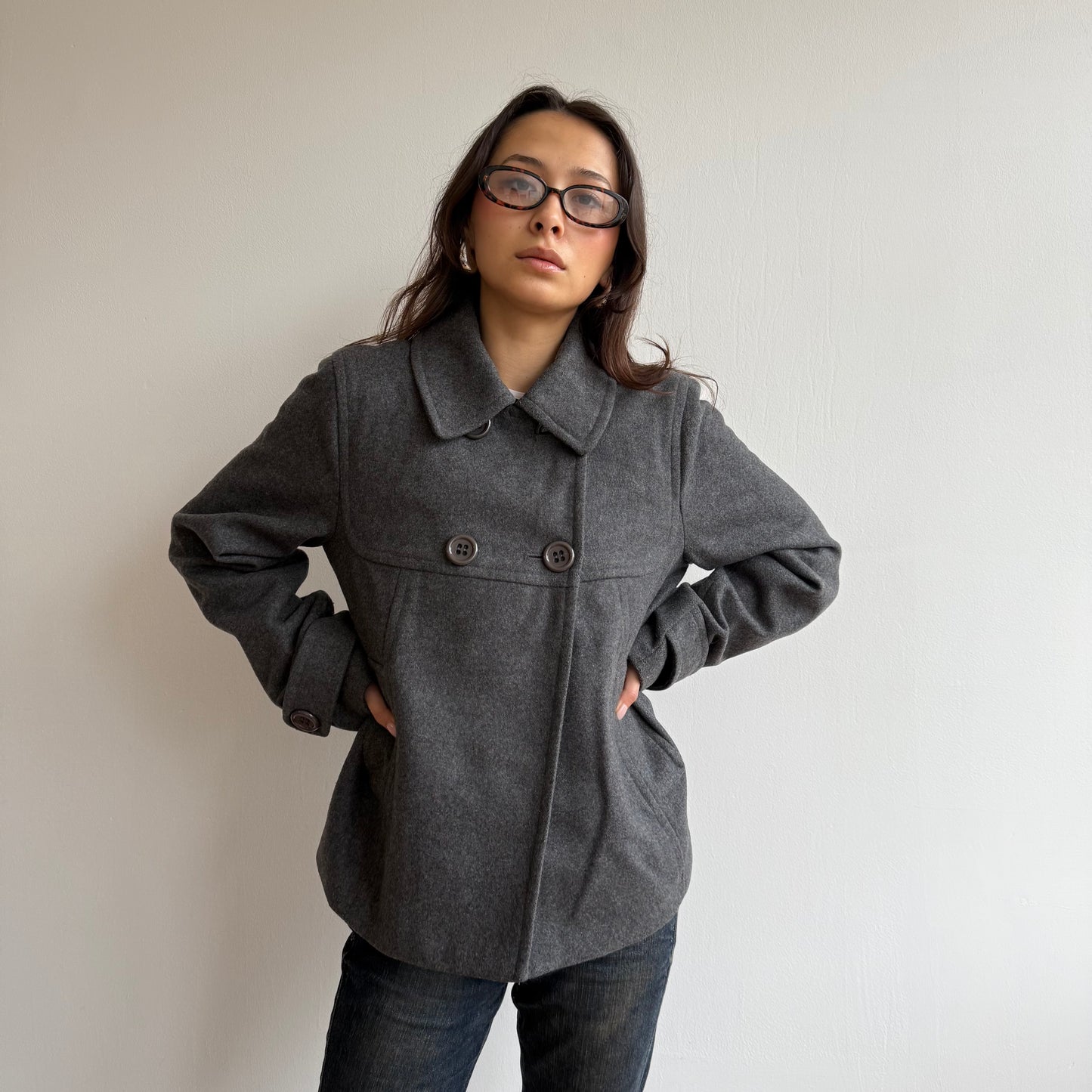 Dark grey peacoat - Size M
