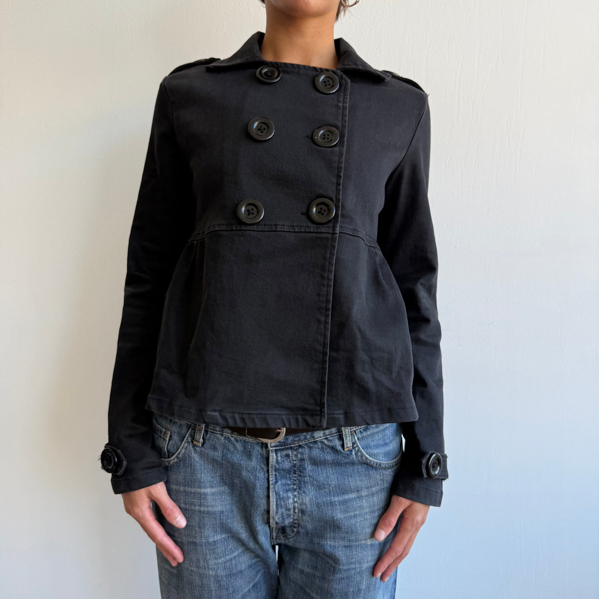 Black denim peacoat - Size S/M