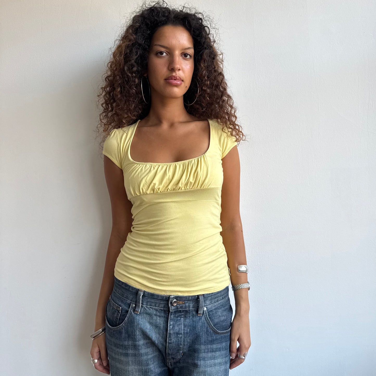 Yellow keyhole top - Size S