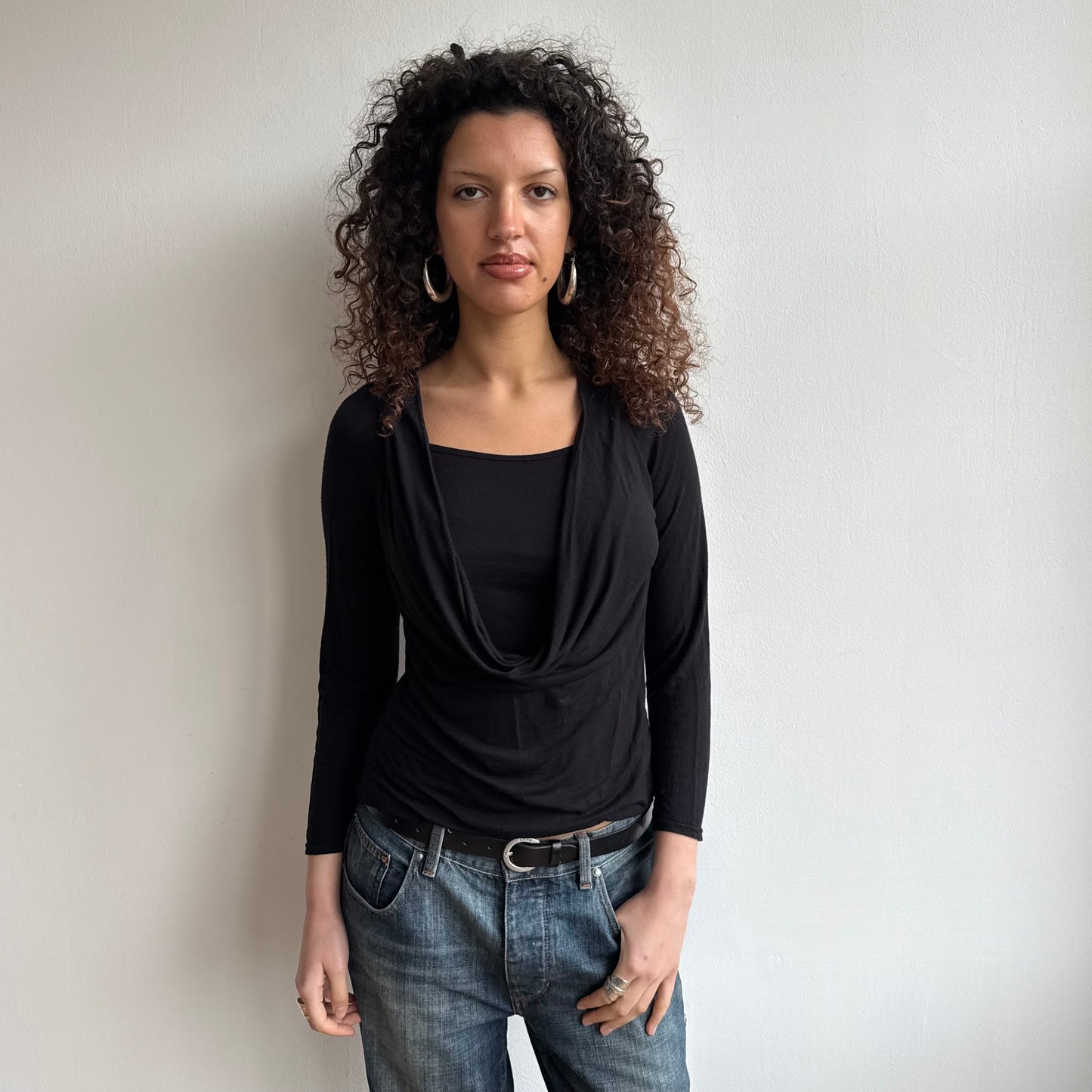 Black double layer keyhole top - Size S