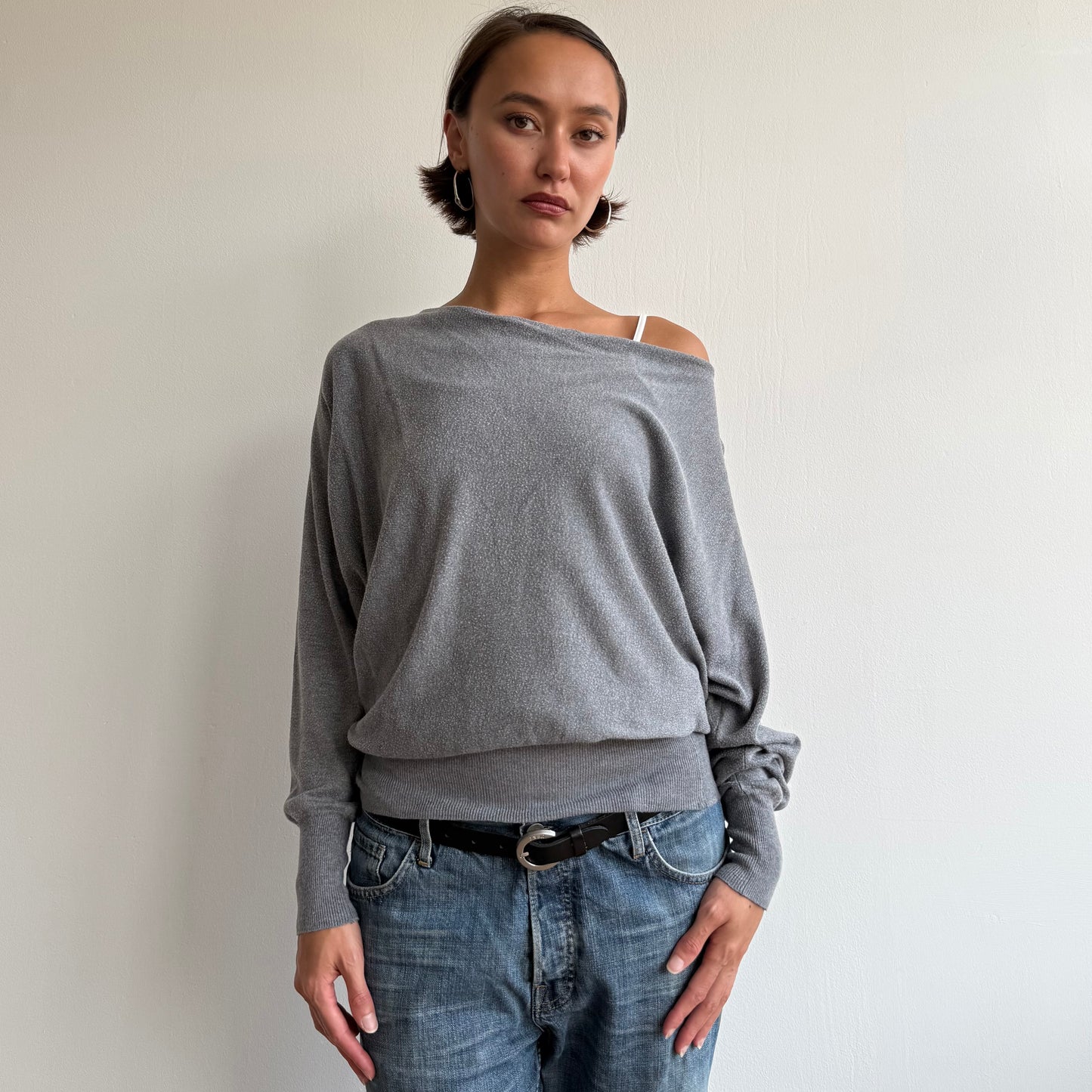 Grey batwing slouchy knit - Size M-XL