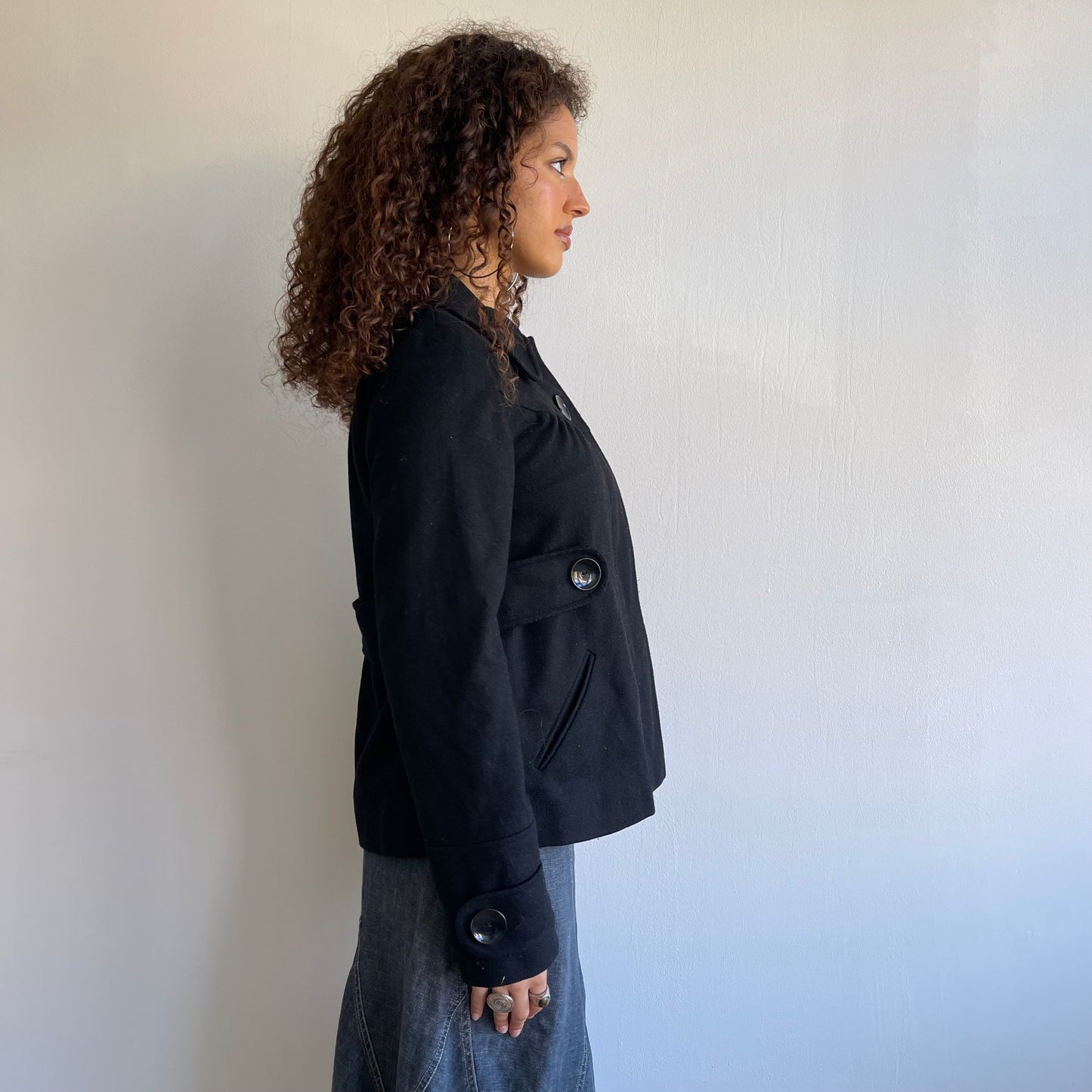 Black wool peacoat - Size S