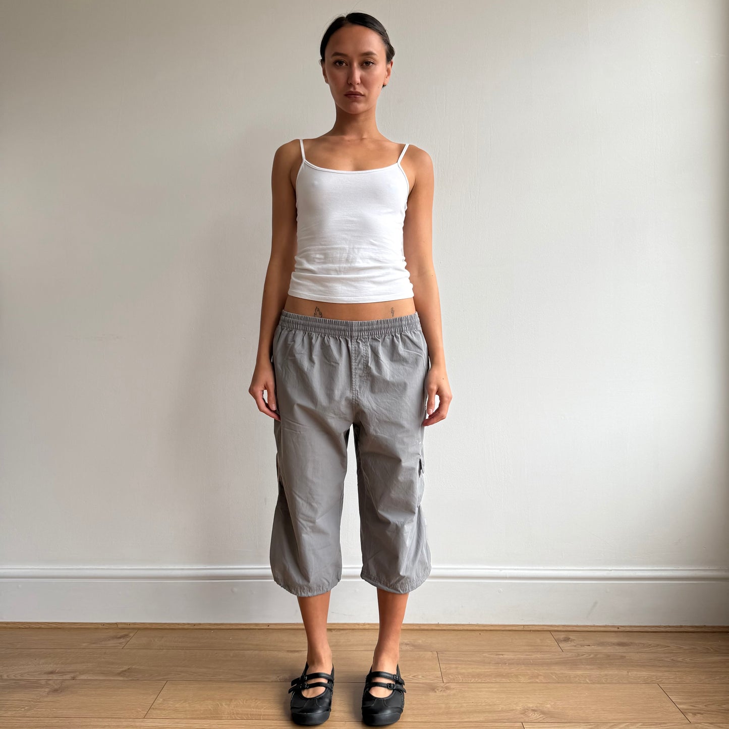 Grey Adidas pocket cargo capris - Size S/M